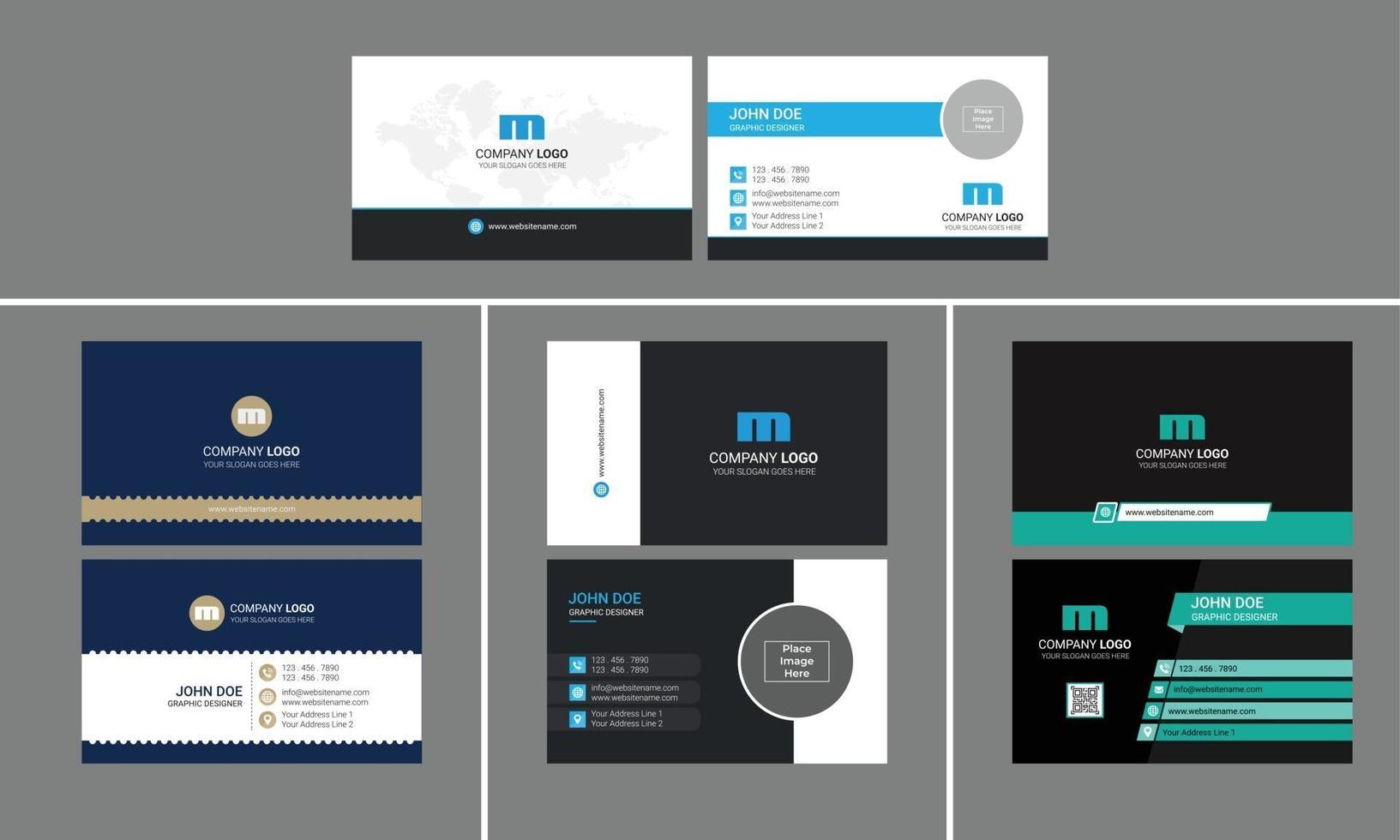 Modern Creative Business card design bundle vector