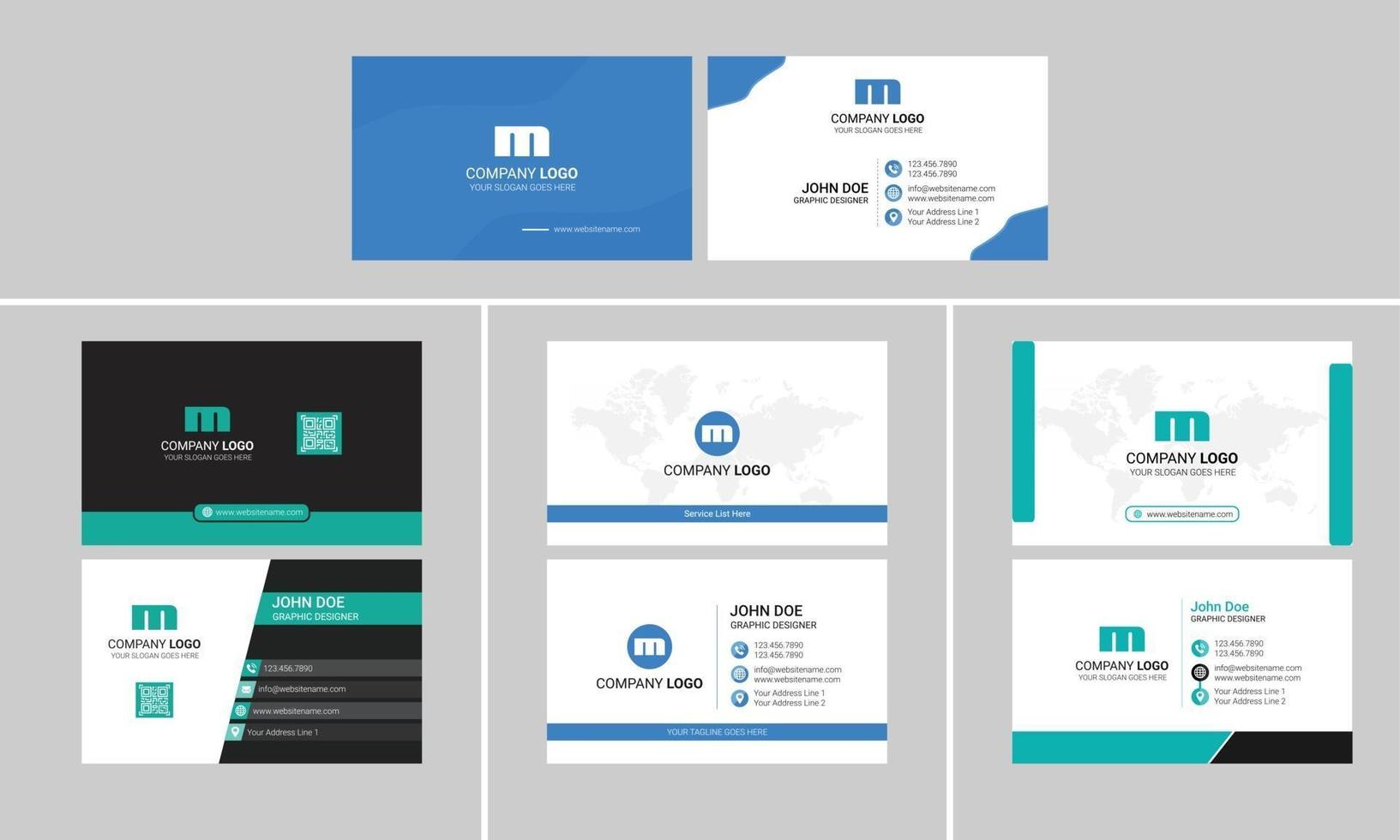 Modern Creative Business card design bundle vector