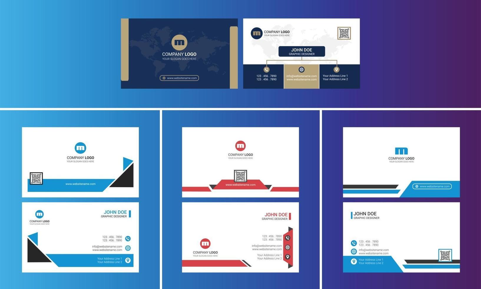 Modern Creative Business card design bundle vector