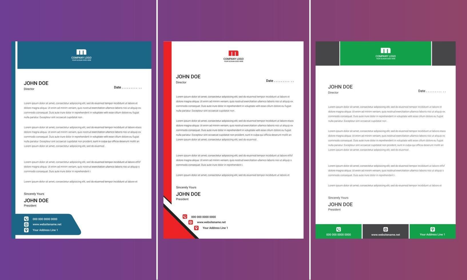 Modern Corporate Letterhead Design Bundle vector