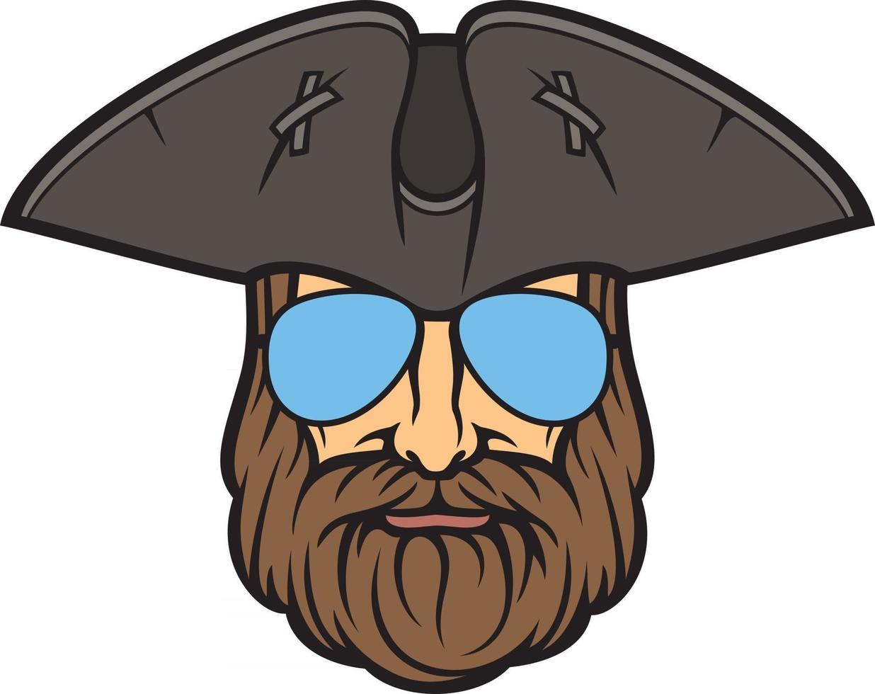 Pirate Head with Aviator Sunglasses Color vector