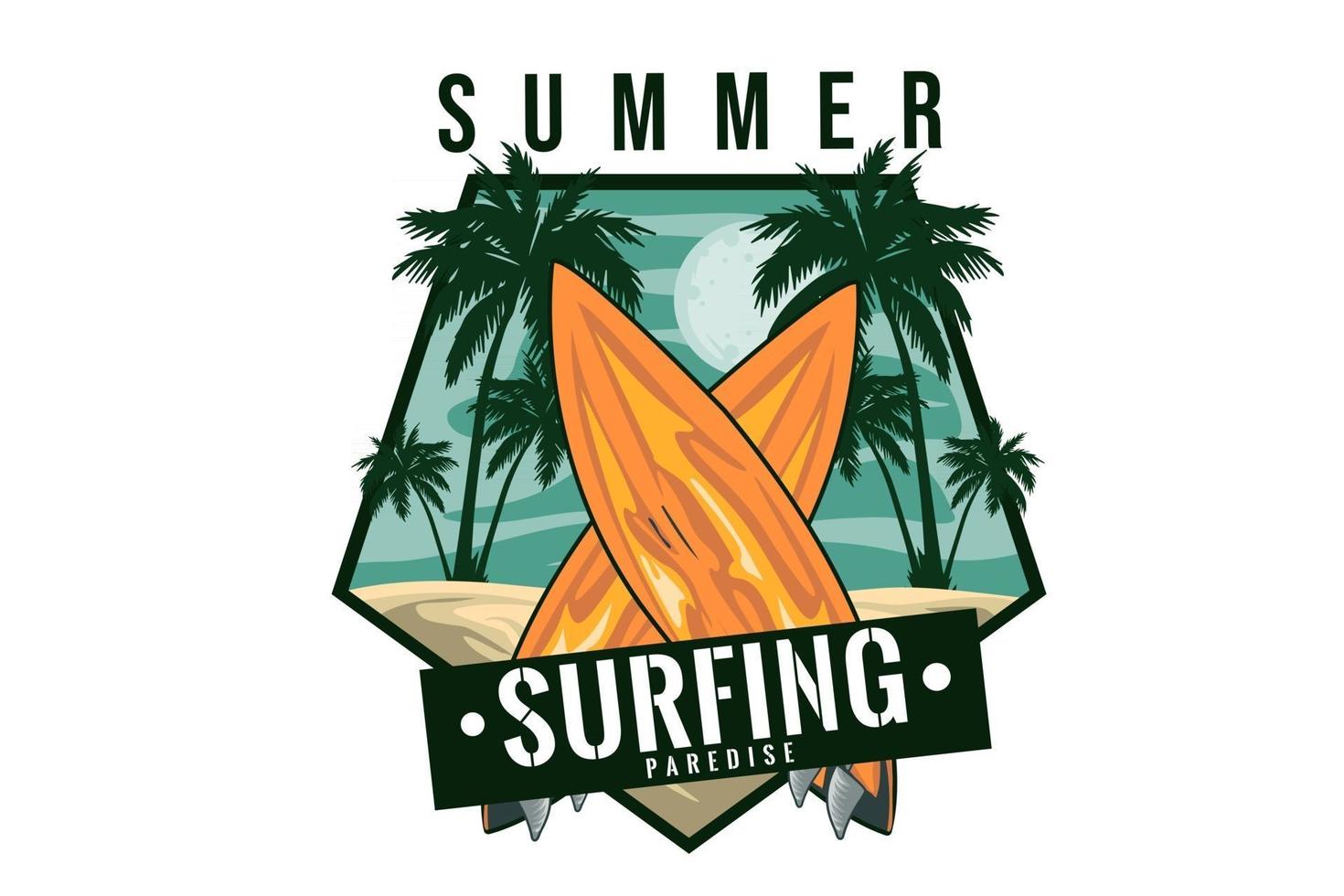 paraíso del surf en el diseño de ilustración de verano vector