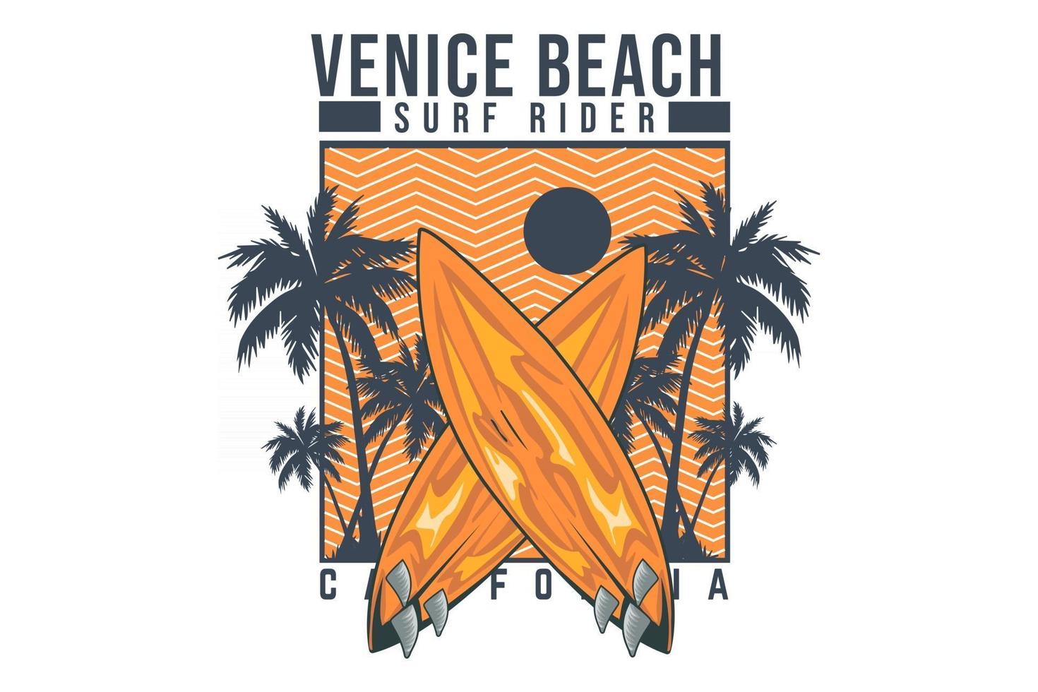 venice beach surf ride california silhouette design vector