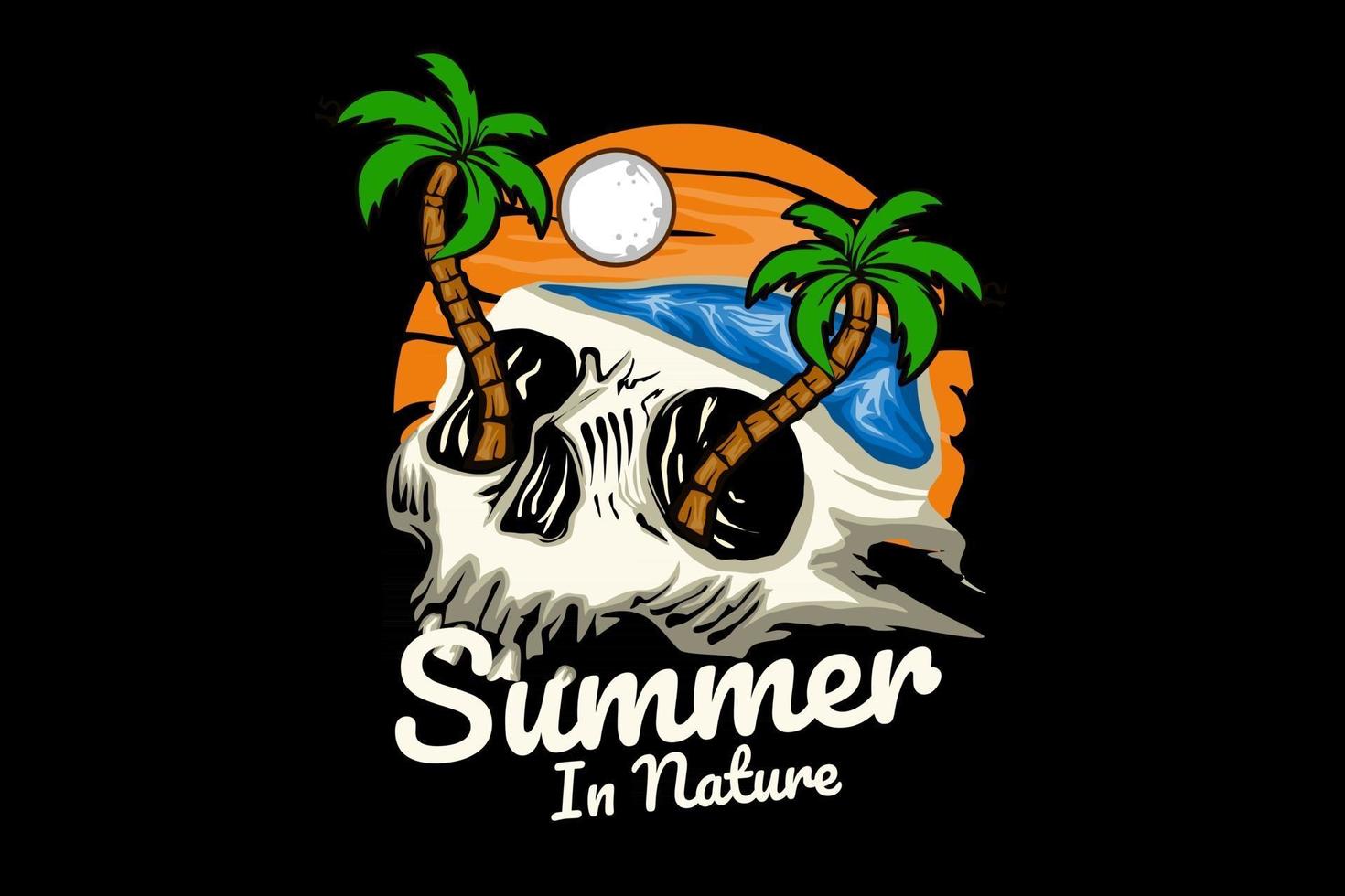 summer nature  illustration design with skull vector