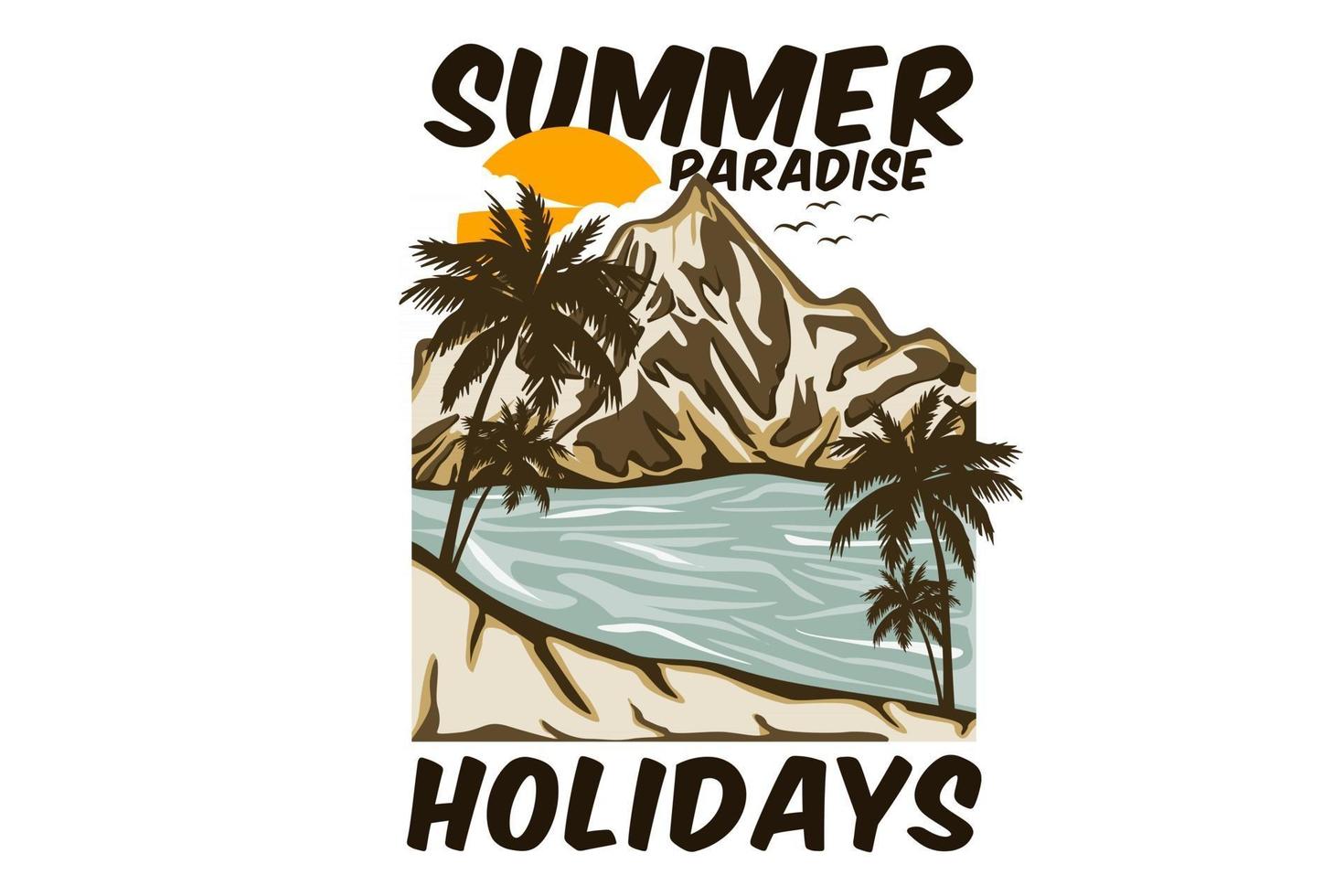 summer paradise holidays hand-drawn design vector