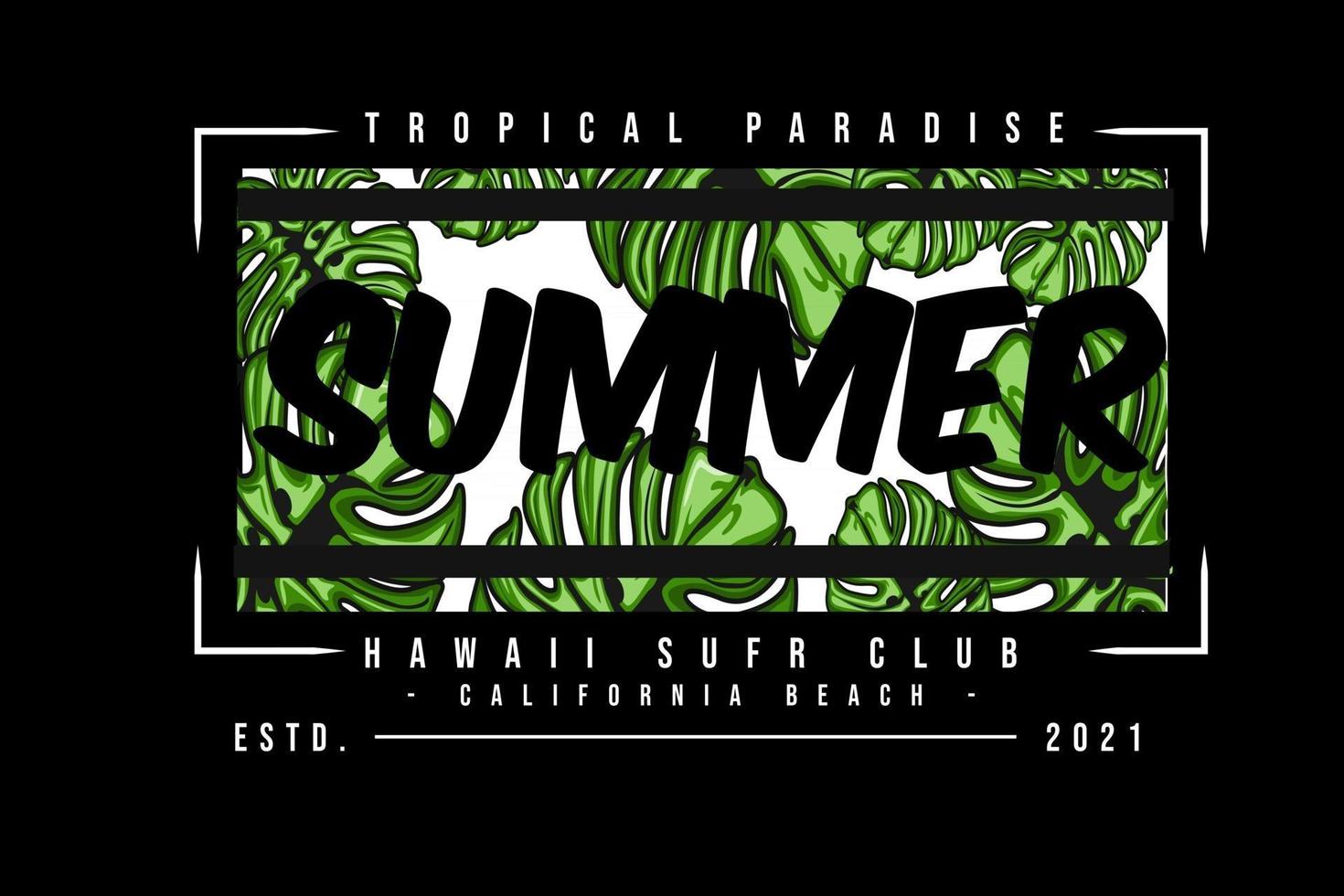 tropical paradise summer illustration design with leaf vector