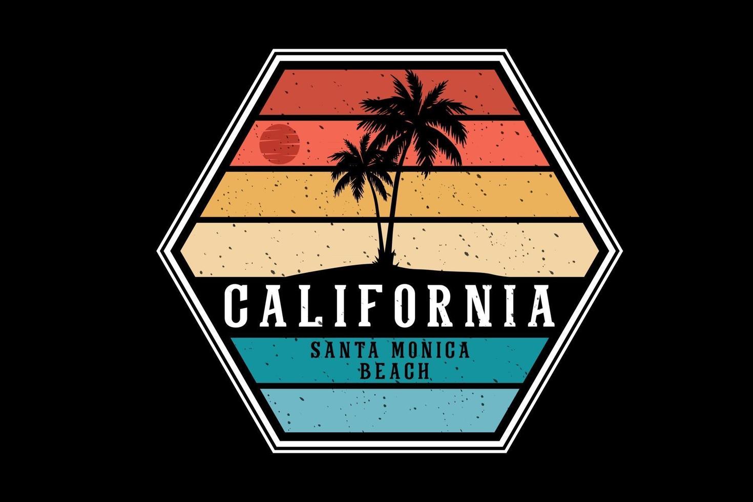 california santa monica beach silhouette design vector