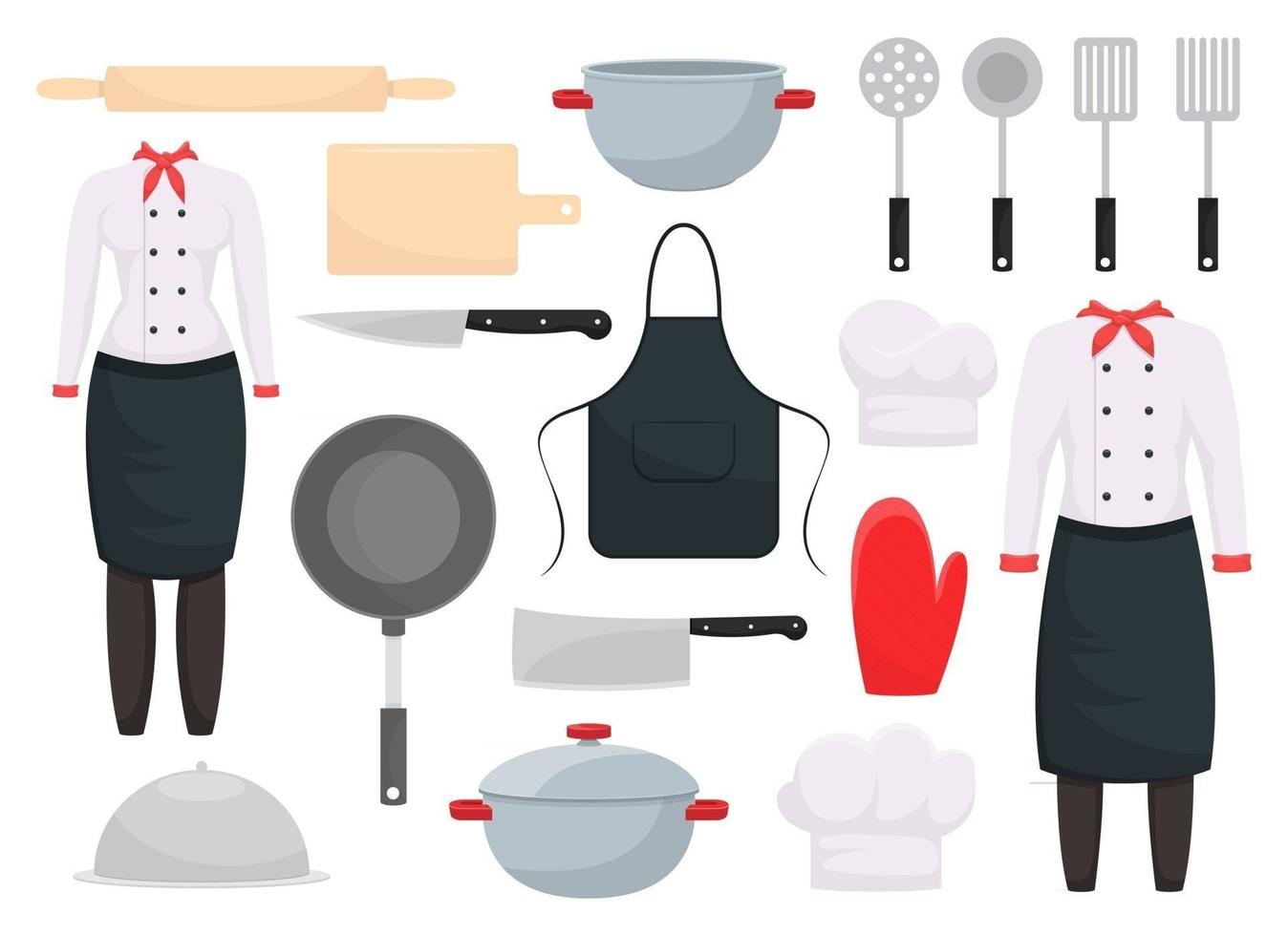 Ilustración de diseño de vector de juego de cocina aislado sobre fondo blanco