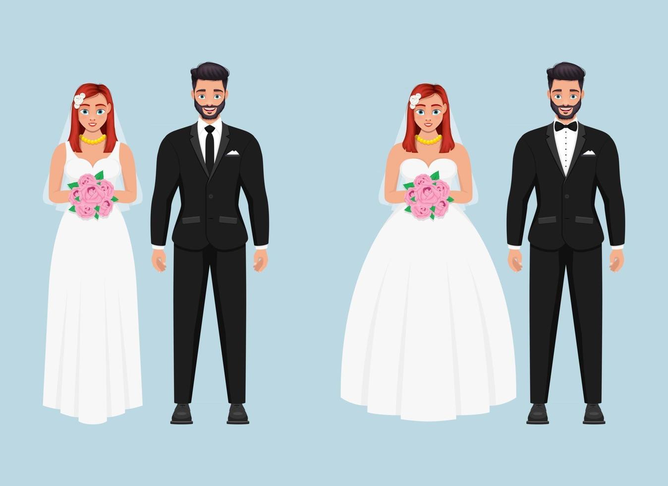 Bride and groom vector design illustration isolated on blue background