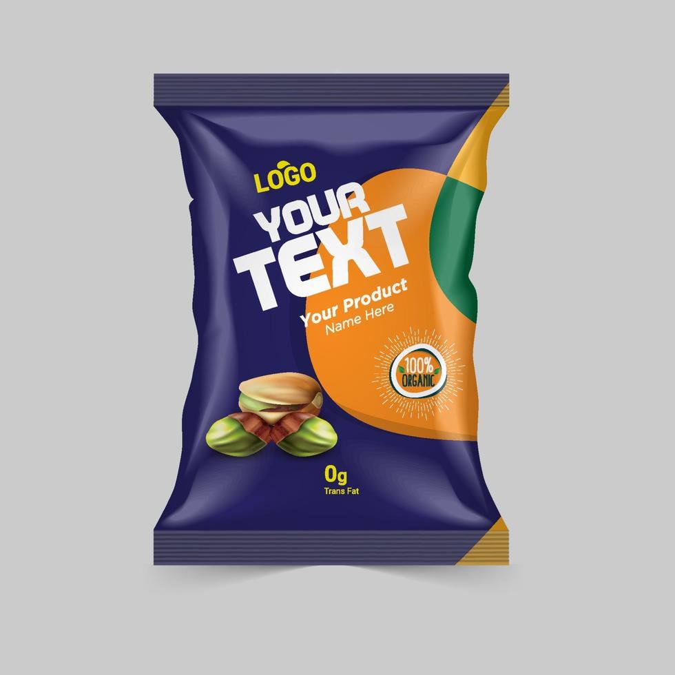 Free Potato chips and dry fruits package design, foil bags isolated on white background in 3d illustration vector