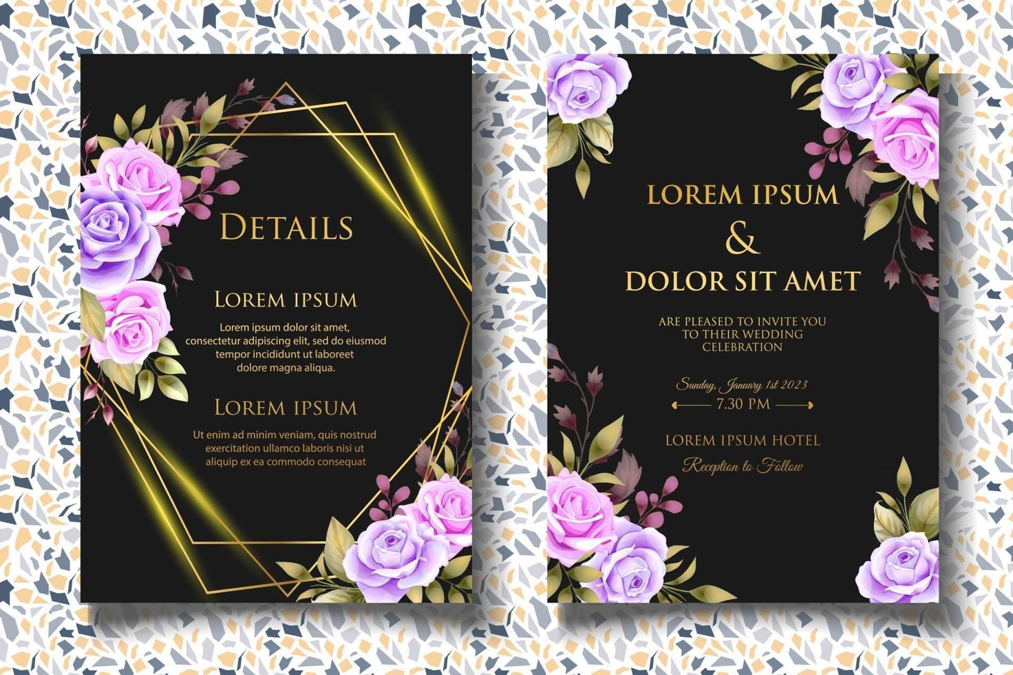 Luxury hand drawing floral wedding invitation card vector