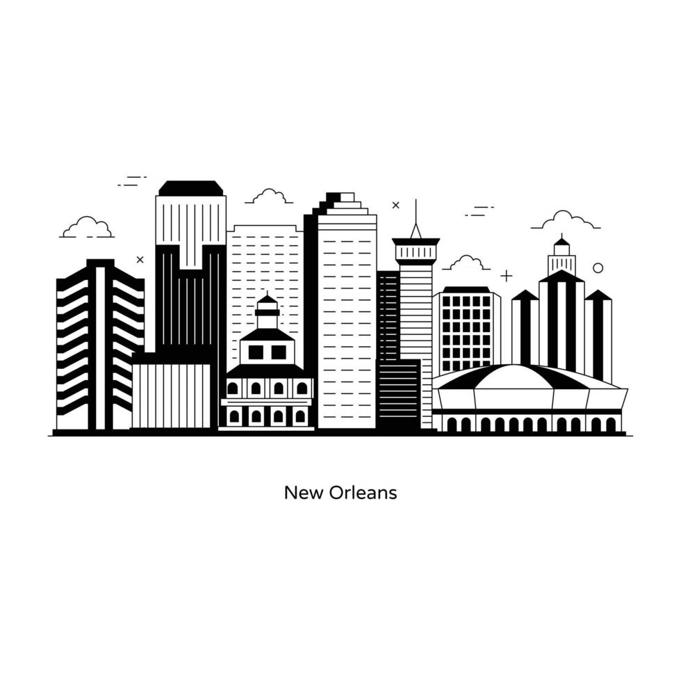 punto de referencia de la ciudad de nueva orleans vector