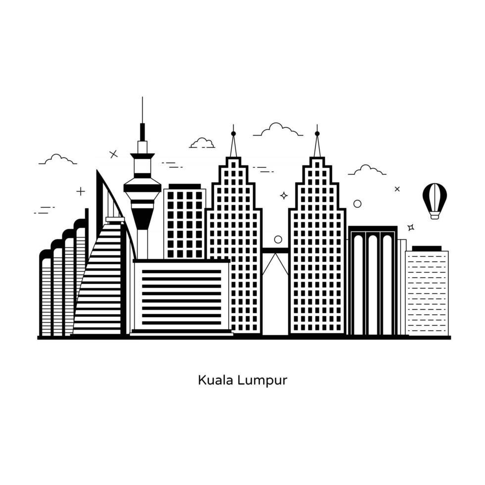 Kuala Lumpur  Capital of Malaysia vector