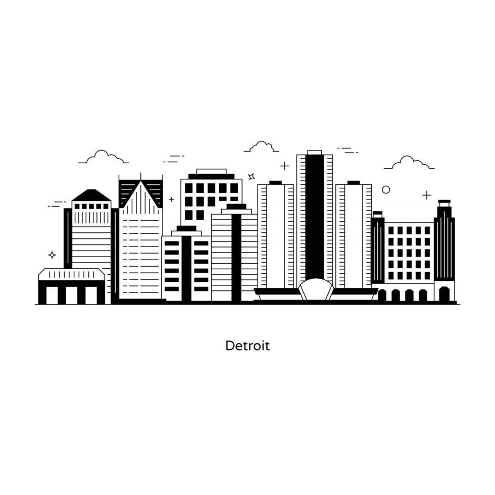 detroit, ciudad de michigan vector