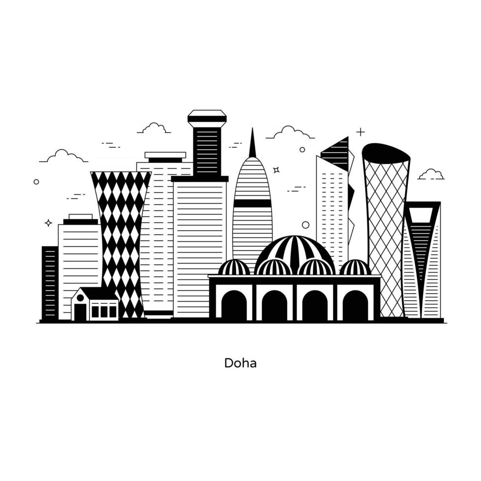 Doha Capital of Qatar vector