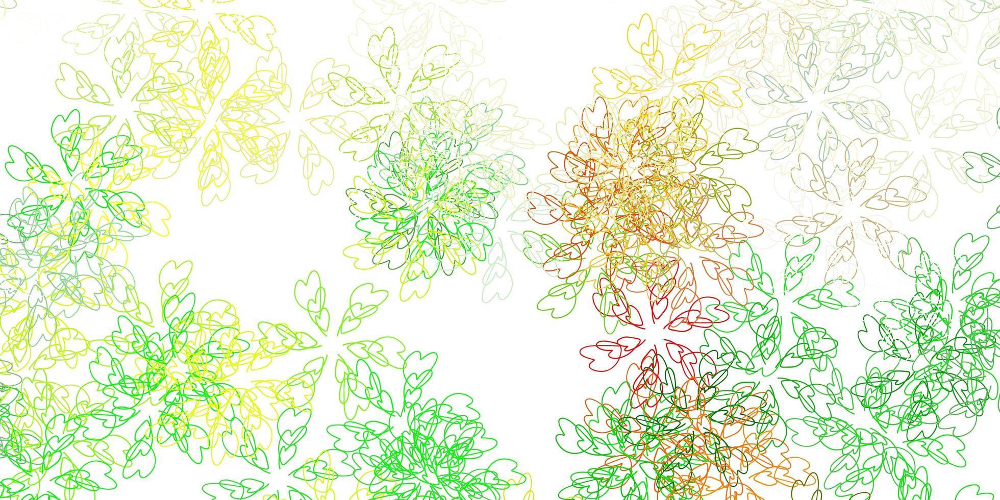 patrón abstracto de vector verde claro, amarillo con hojas.