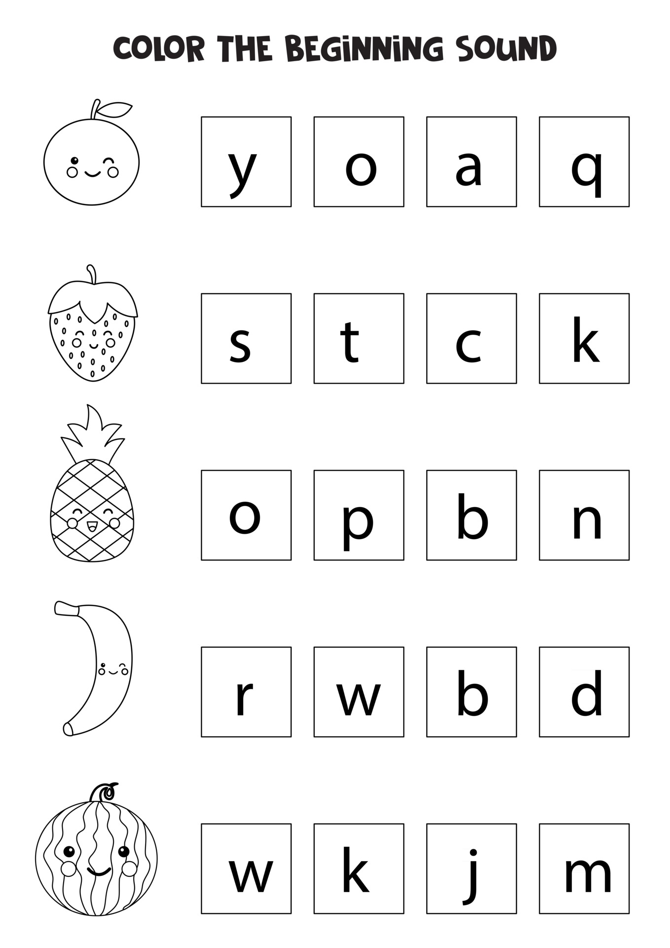 learning english language for children color the beginning sound 2788418 vector art at vecteezy