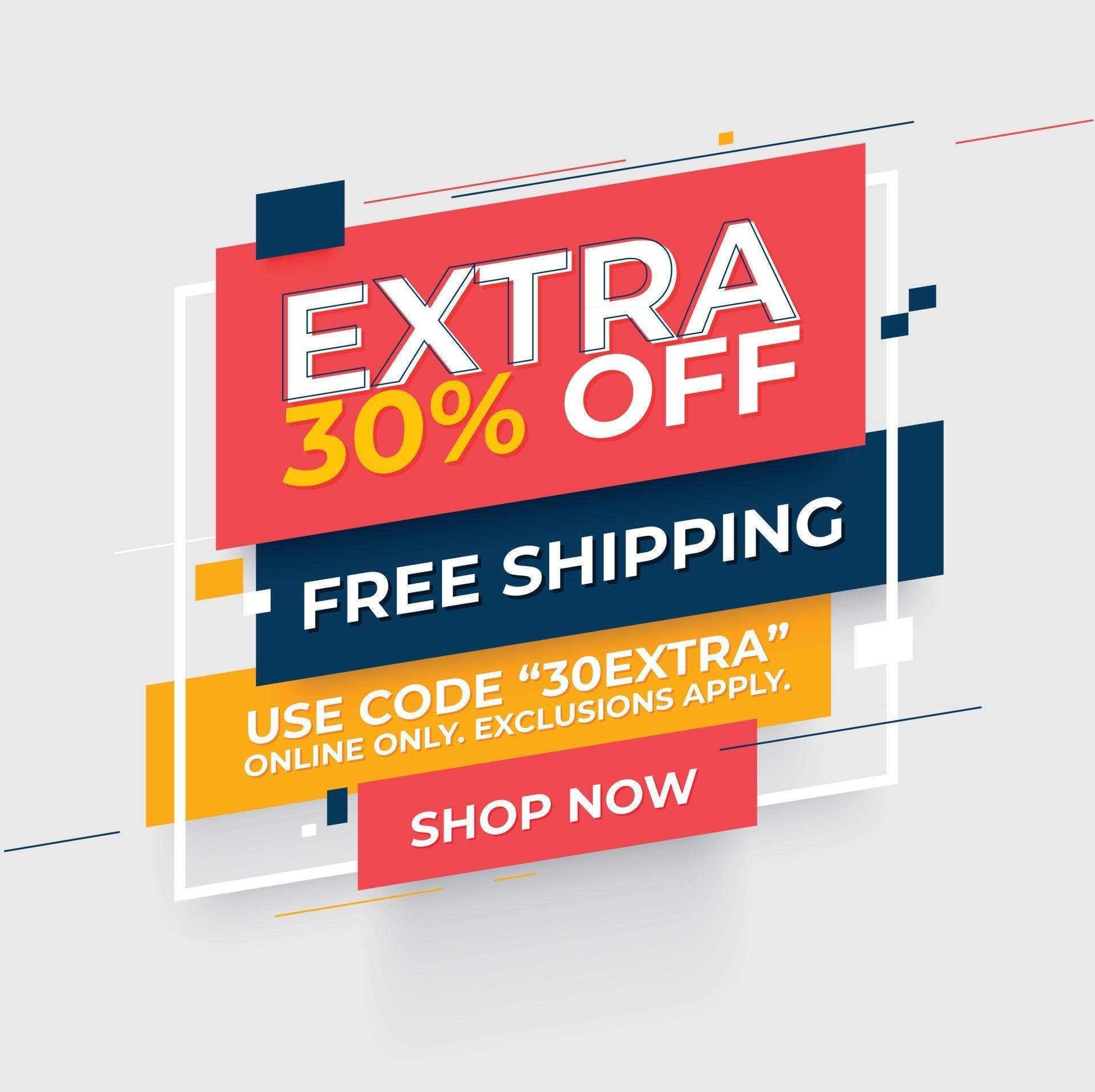 Extra 30 Percent off banner label design. Vector promo badge and label