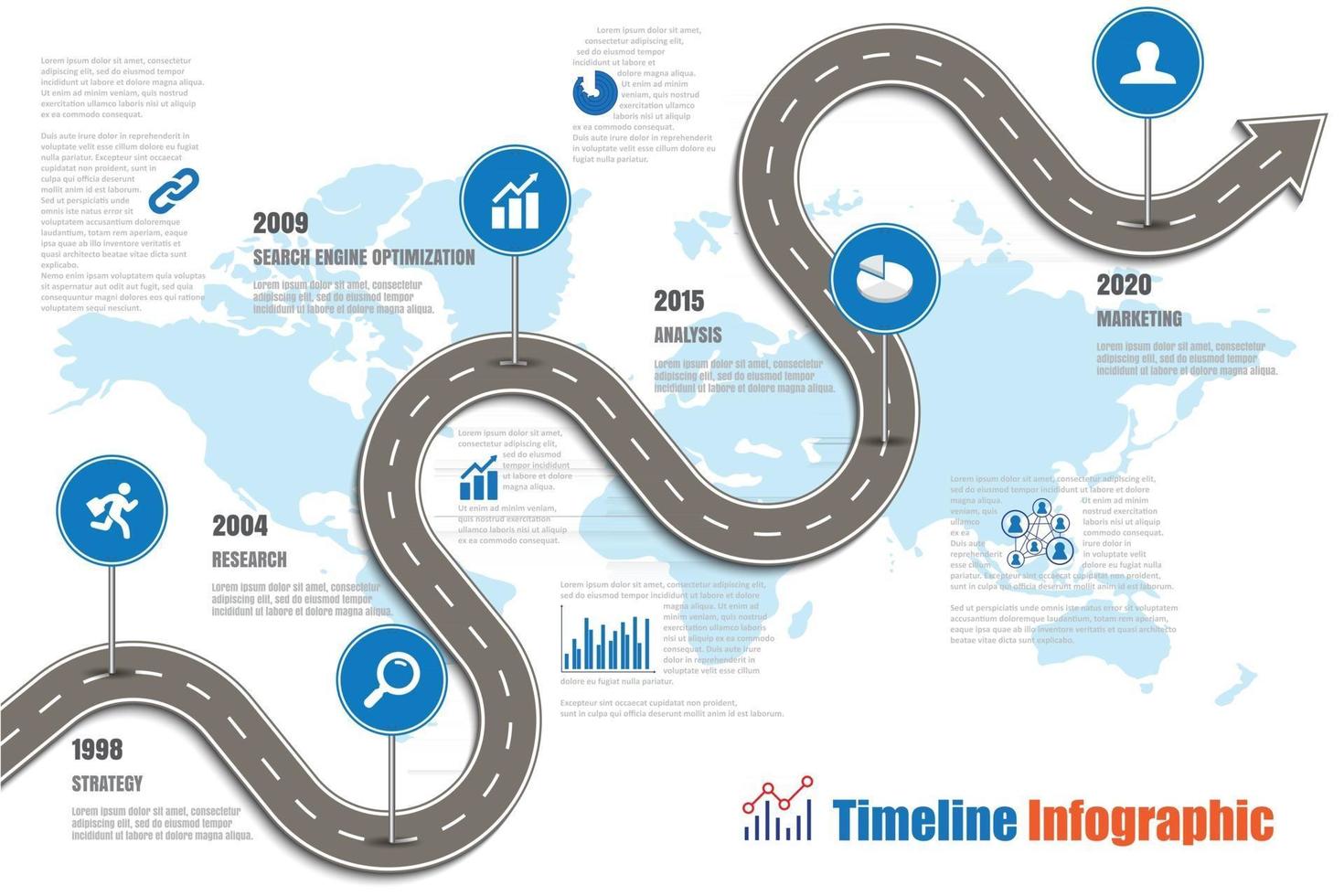 Business roadmap timeline infographic icons designed for abstract background template milestone element modern diagram process technology digital marketing data presentation chart Vector illustration