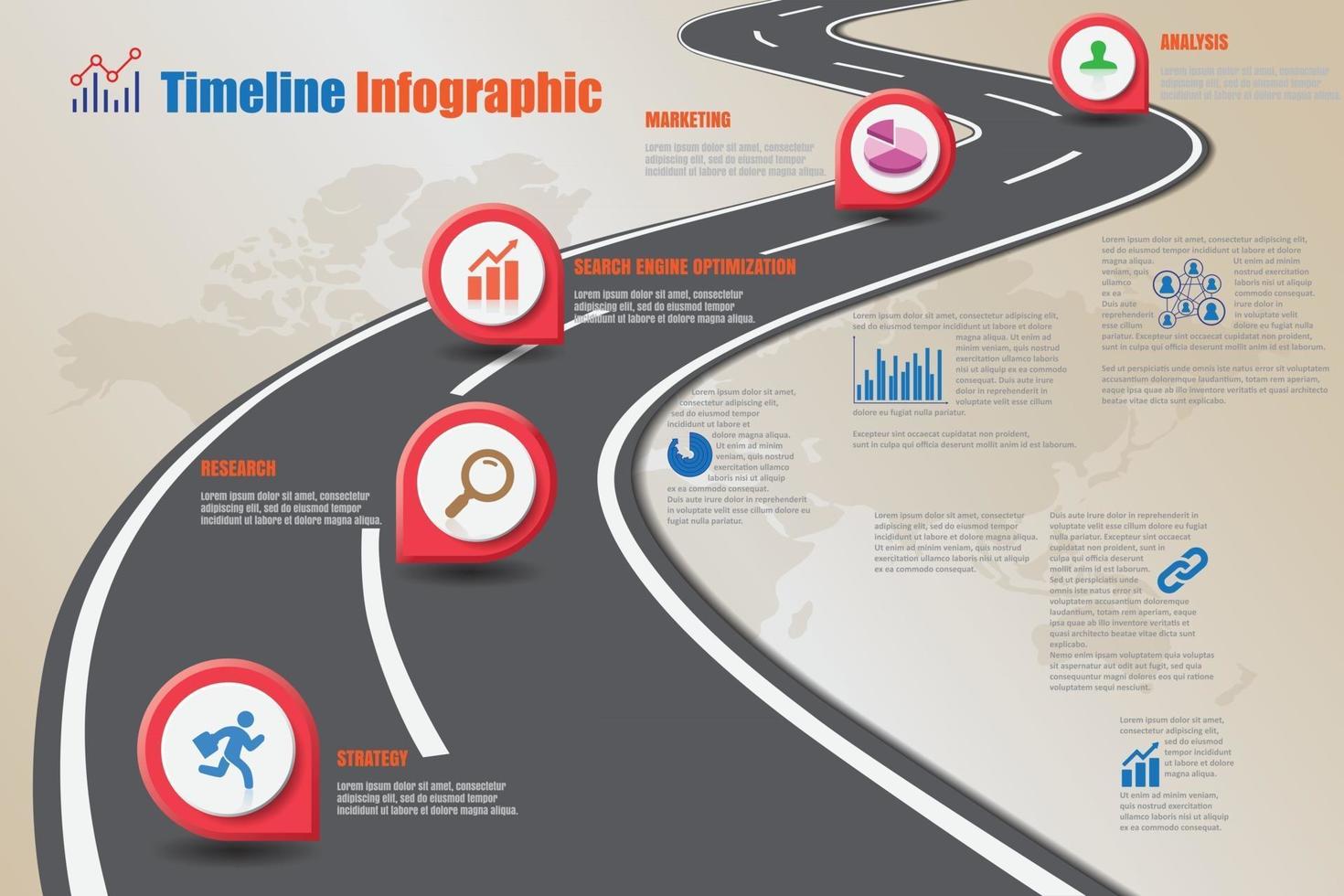 iconos de infografía de línea de tiempo de hoja de ruta de negocios diseñados para plantilla de fondo abstracto elemento de hito diagrama moderno tecnología de proceso marketing digital presentación de datos ilustración vectorial vector