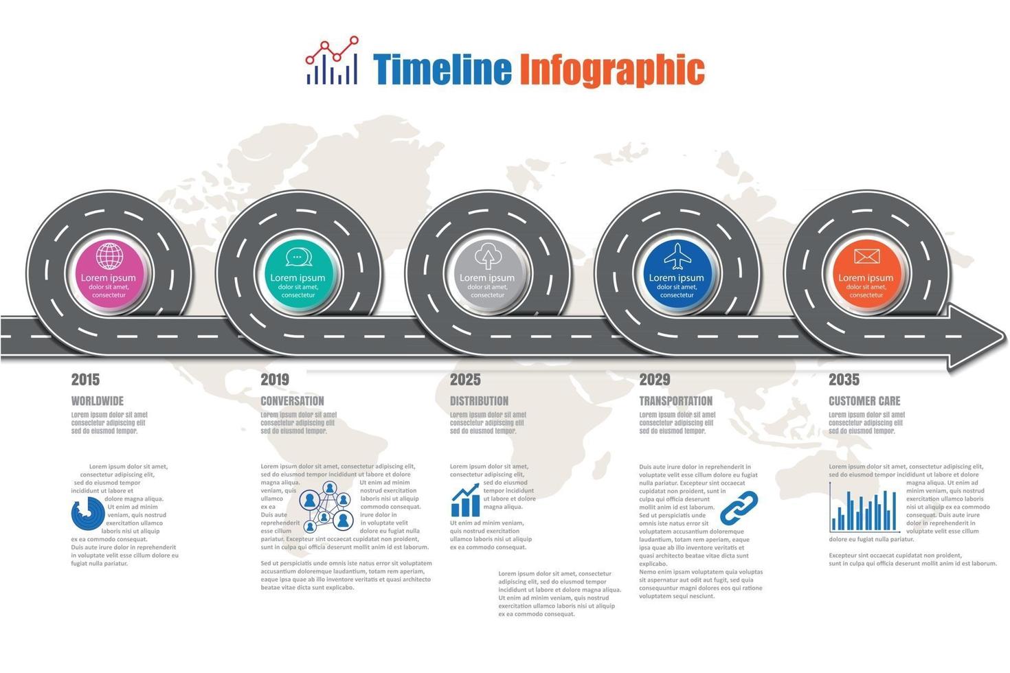 Business roadmap timeline infographic circle designed for background template milestone element modern diagram process technology digital marketing data presentation chart Vector illustration