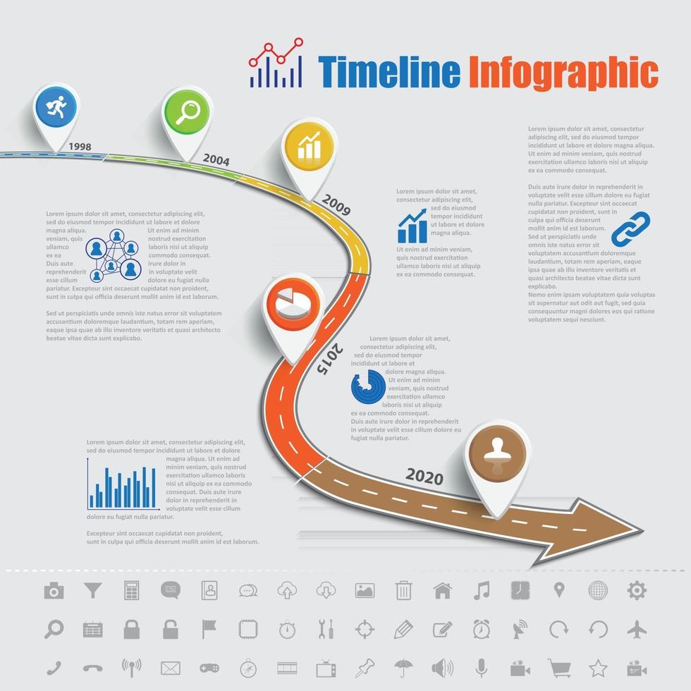 Business roadmap timeline infographic icons designed for abstract background template element modern diagram process web pages technology digital marketing data presentation chart Vector illustration