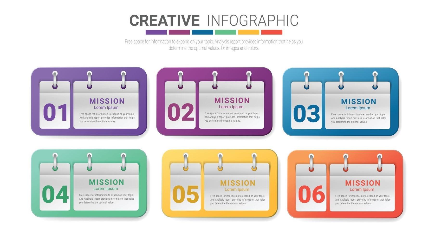 Infographic template design with numbers 6 option vector