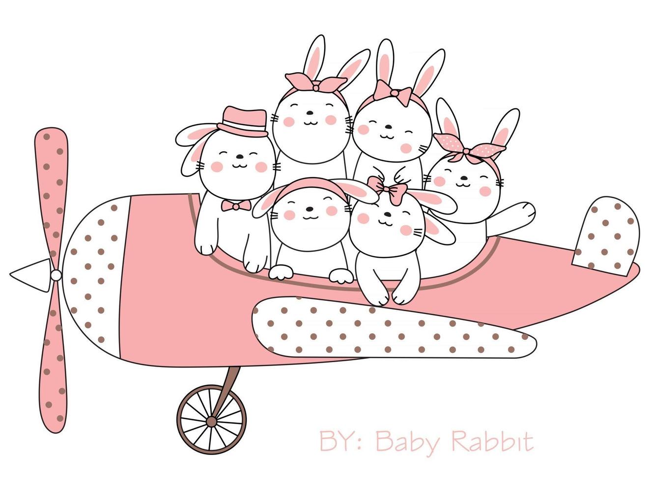 Cute rabbit cartoon sketch animal vector