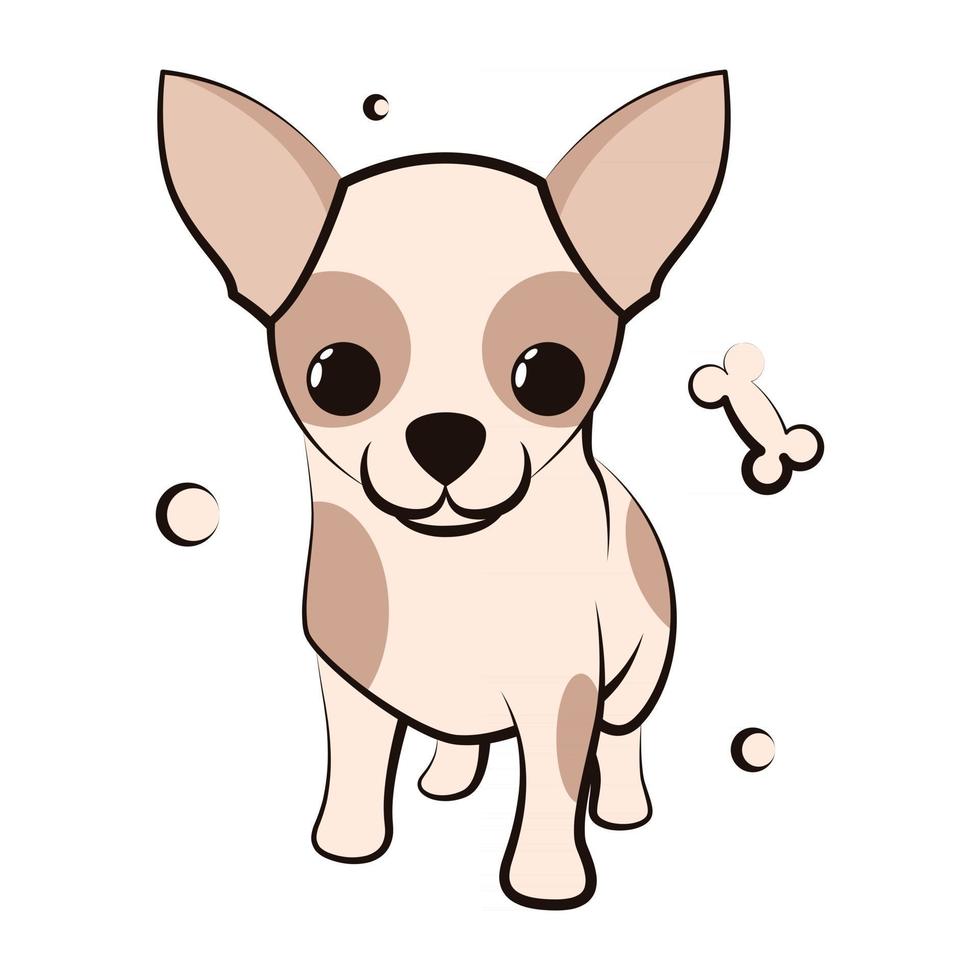 icono de ilustración de vector de dibujos animados lindo de un cachorro de perro chihuahua. es un diseño plano.