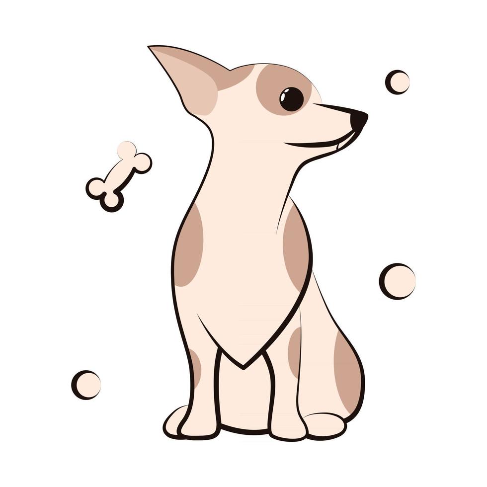 Cute Cartoon Vector Illustration icon of a Chihuahua puppy dog. It is flat design.