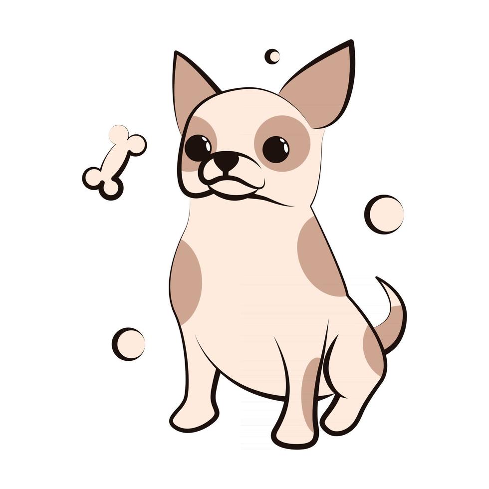 icono de ilustración de vector de dibujos animados lindo de un cachorro de perro chihuahua. es un diseño plano.