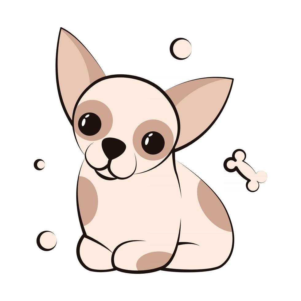 icono de ilustración de vector de dibujos animados lindo de un cachorro de perro chihuahua. es un diseño plano.