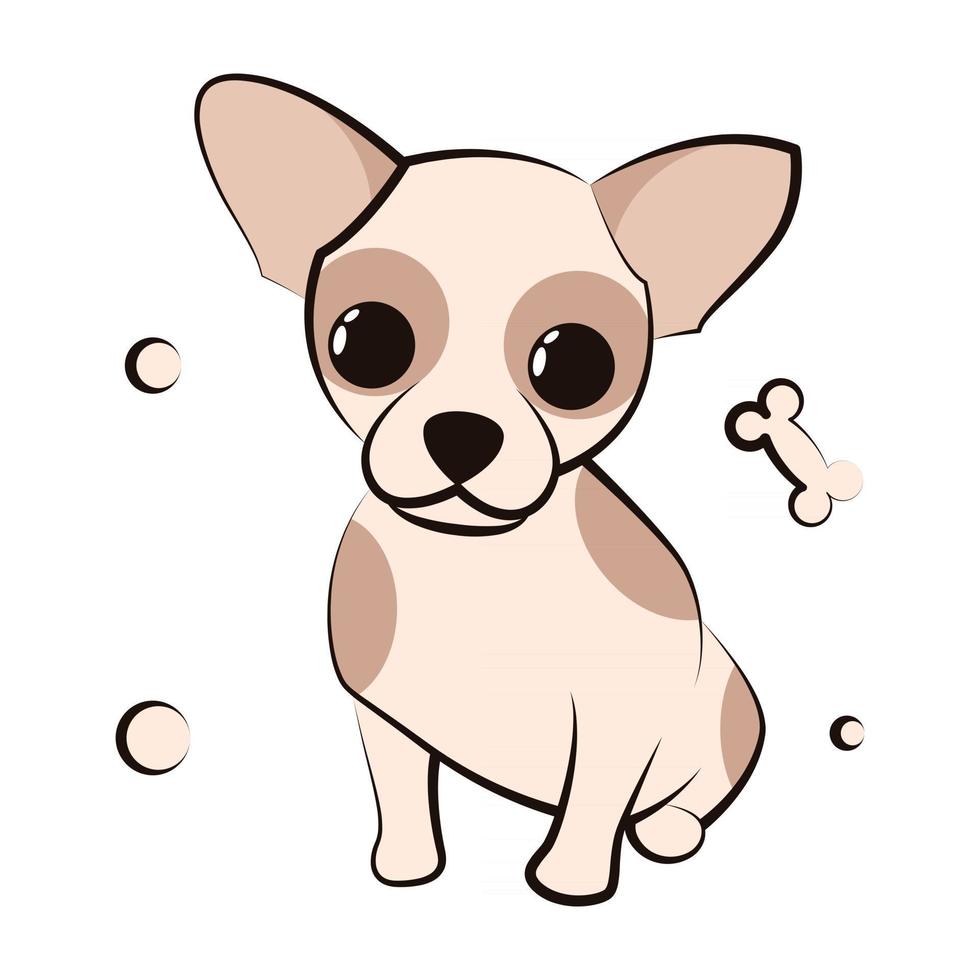 icono de ilustración de vector de dibujos animados lindo de un cachorro de perro chihuahua. es un diseño plano.