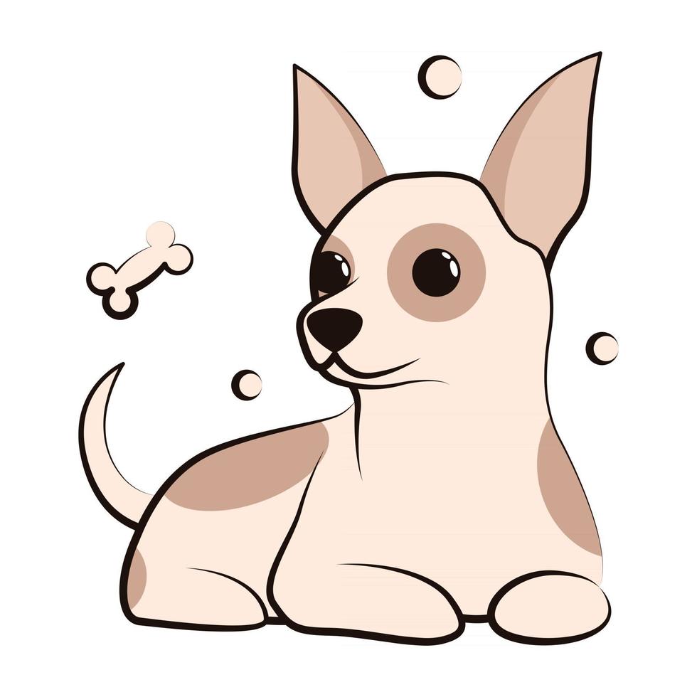 Cute Cartoon Vector Illustration icon of a Chihuahua puppy dog. It is flat design.