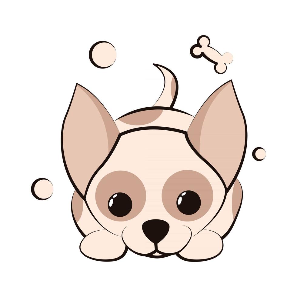 Cute Cartoon Vector Illustration icon of a Chihuahua puppy dog. It is flat design.