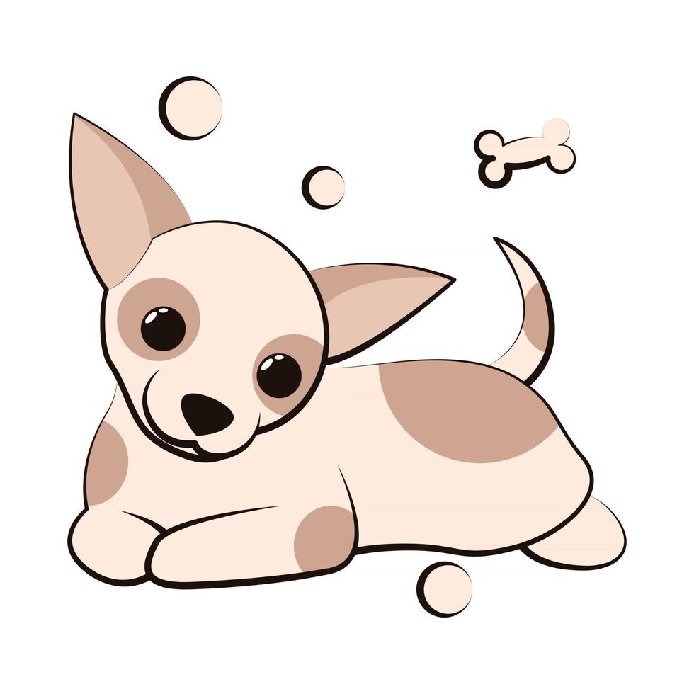 icono de ilustración de vector de dibujos animados lindo de un cachorro de perro chihuahua. es un diseño plano.