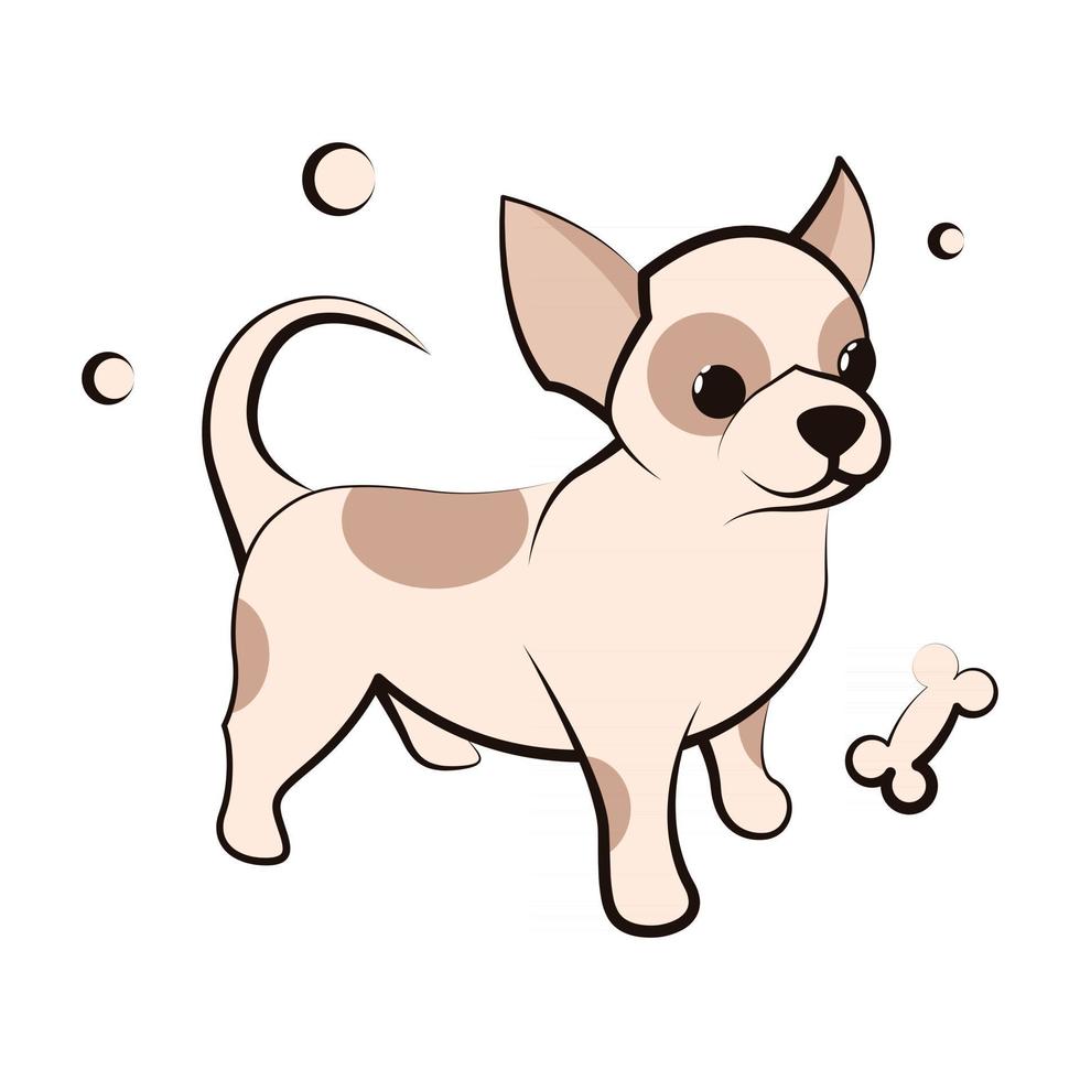 icono de ilustración de vector de dibujos animados lindo de un cachorro de perro chihuahua. es un diseño plano.