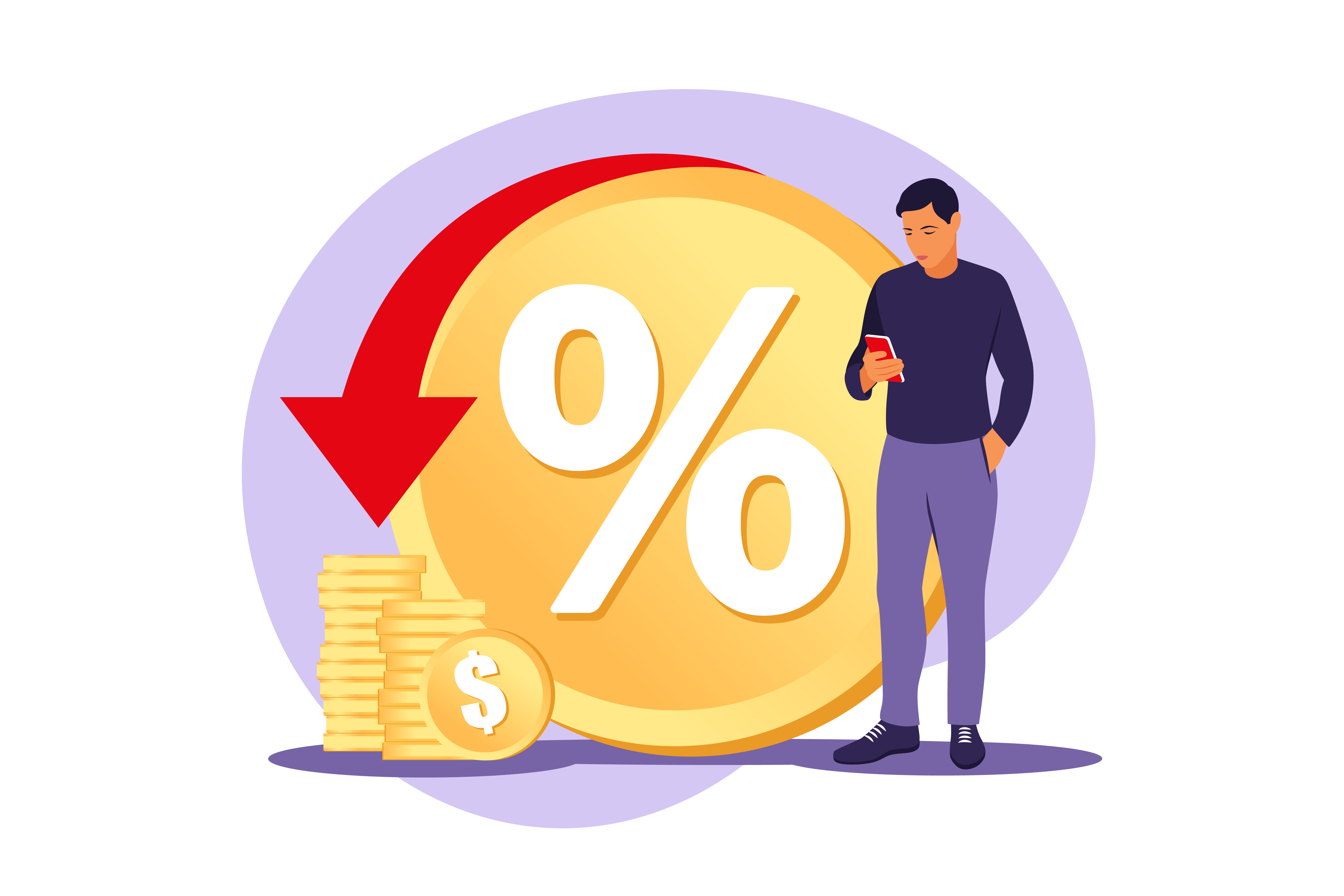 Rebate program, consumer benefit, selling discount concept. Money 