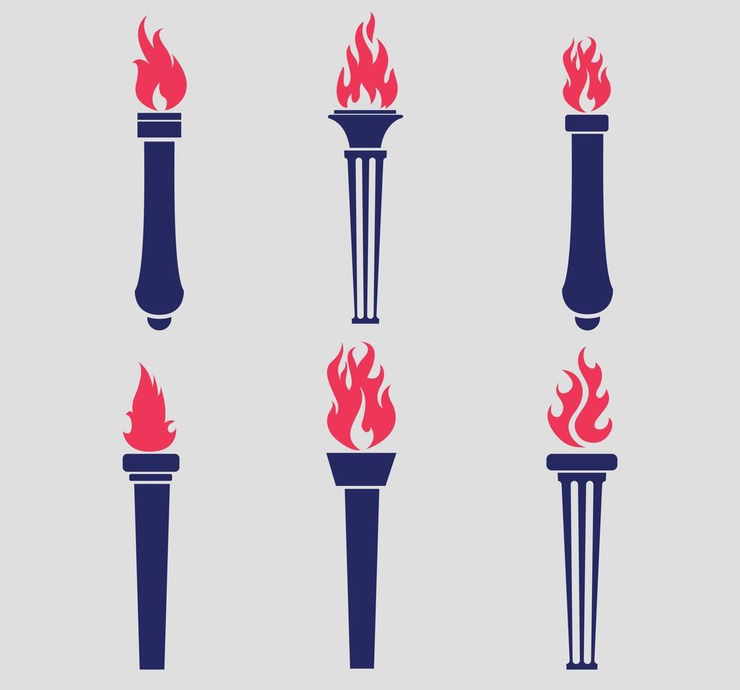 design torch Blue Collection symbols flame abstract illustration vector on a Background Gray