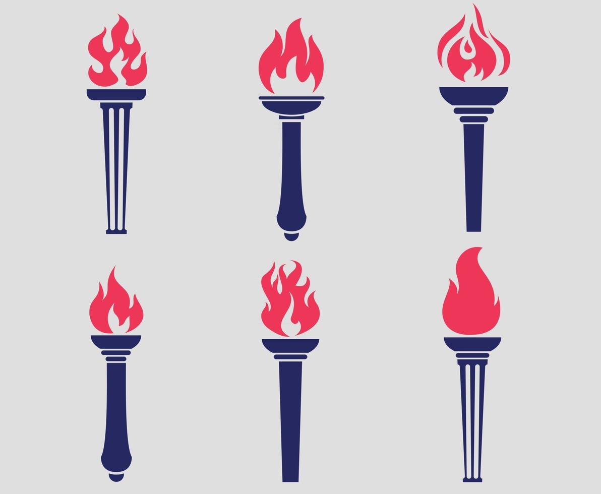 torch Blue Collection logo illustration abstract vector design with Gray Background