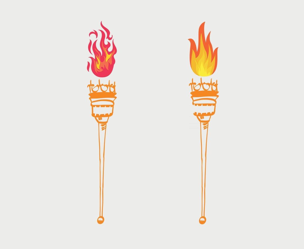 Orange torch Collection Flaming on Gray Background illustration abstract design vector