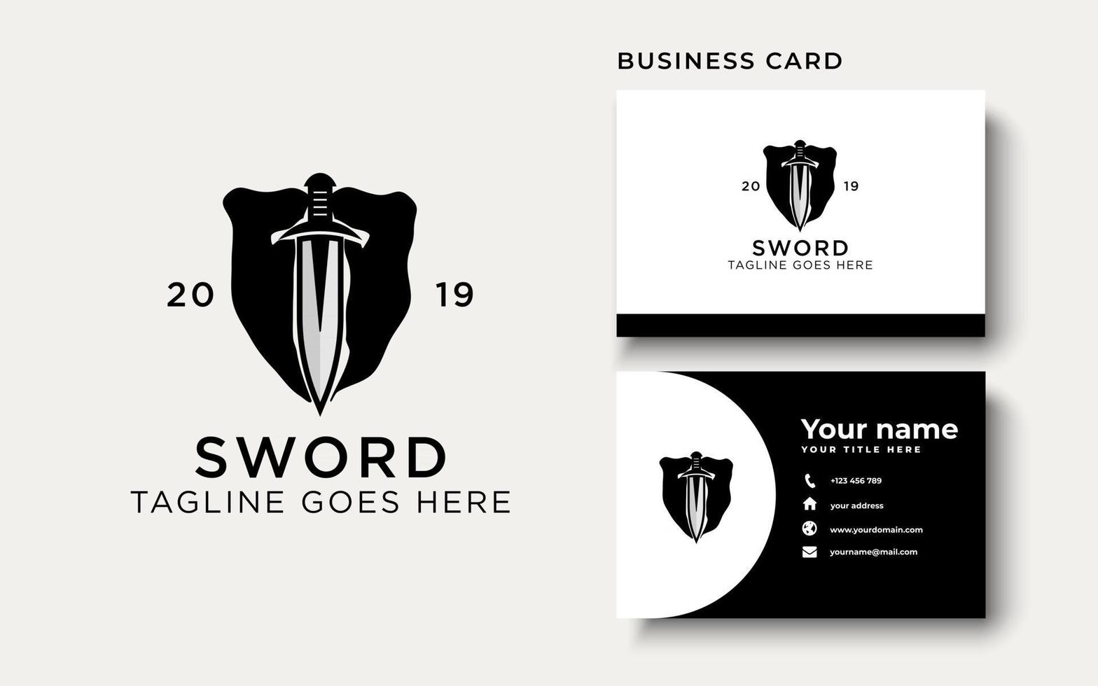 Shield Sword Guardian Logo Template vector