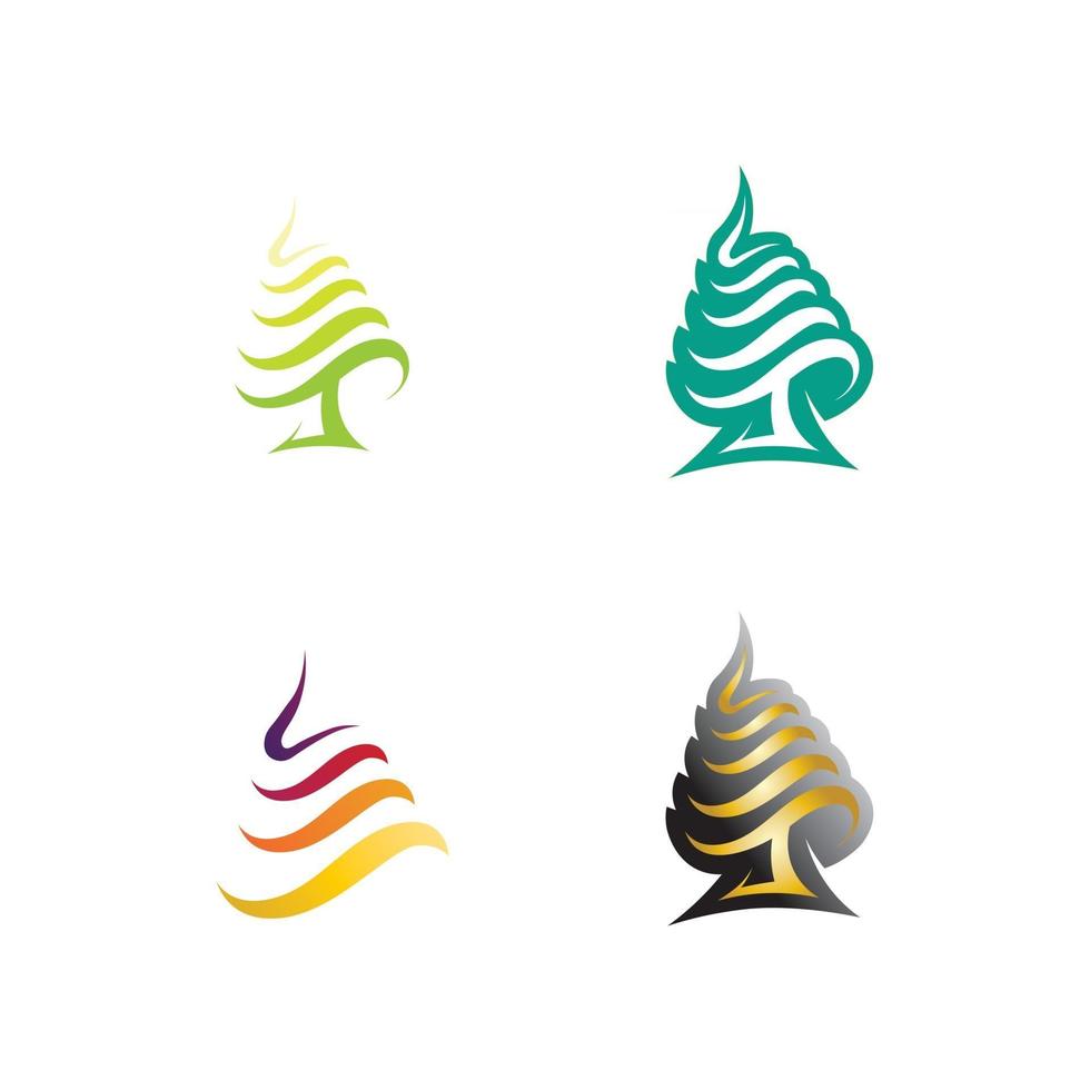 conjunto de iconos de logotipo de pinos feliz navidad icono de vector logo y diseño gráfico de logotipo de nieve