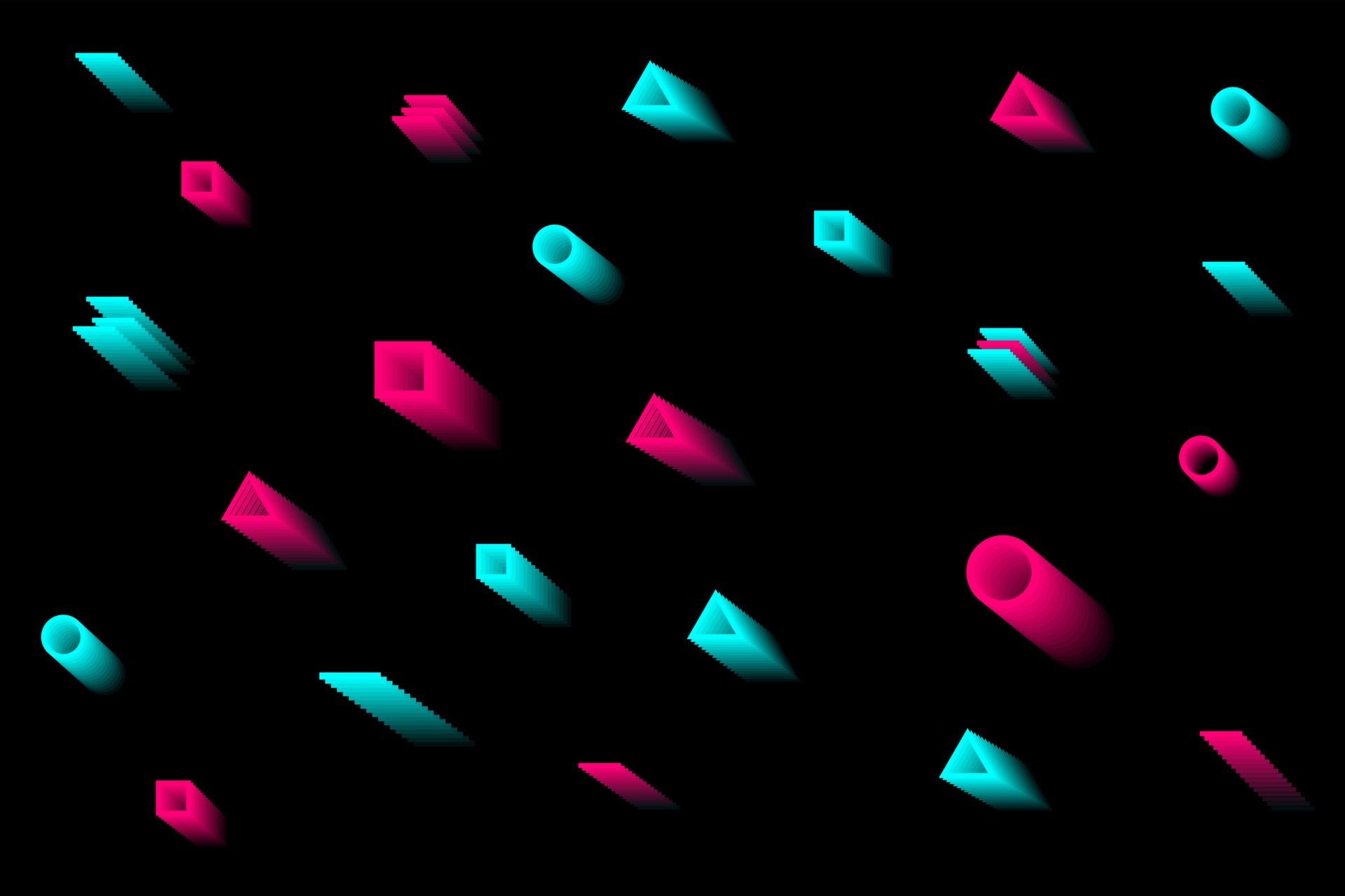 Futuristic abstract blue red gradient wave line vector with Memphis on