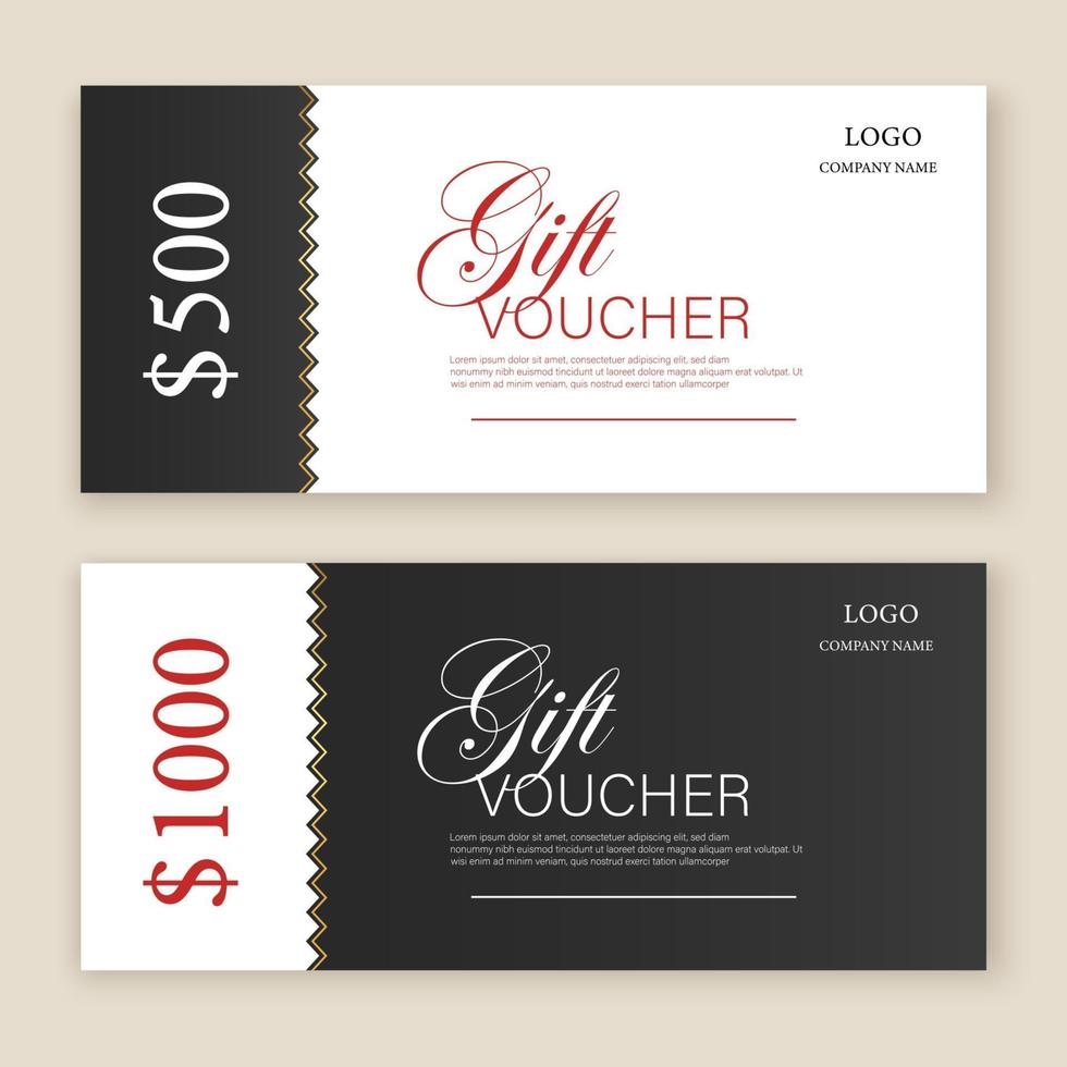 Gift Voucher Template Promotion Sale discount, black and white background vector