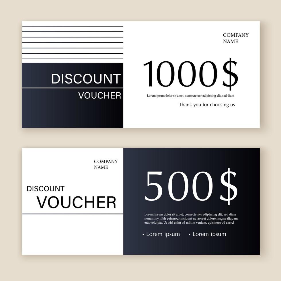 Gift Voucher Template Promotion Sale discount, black and white background vector