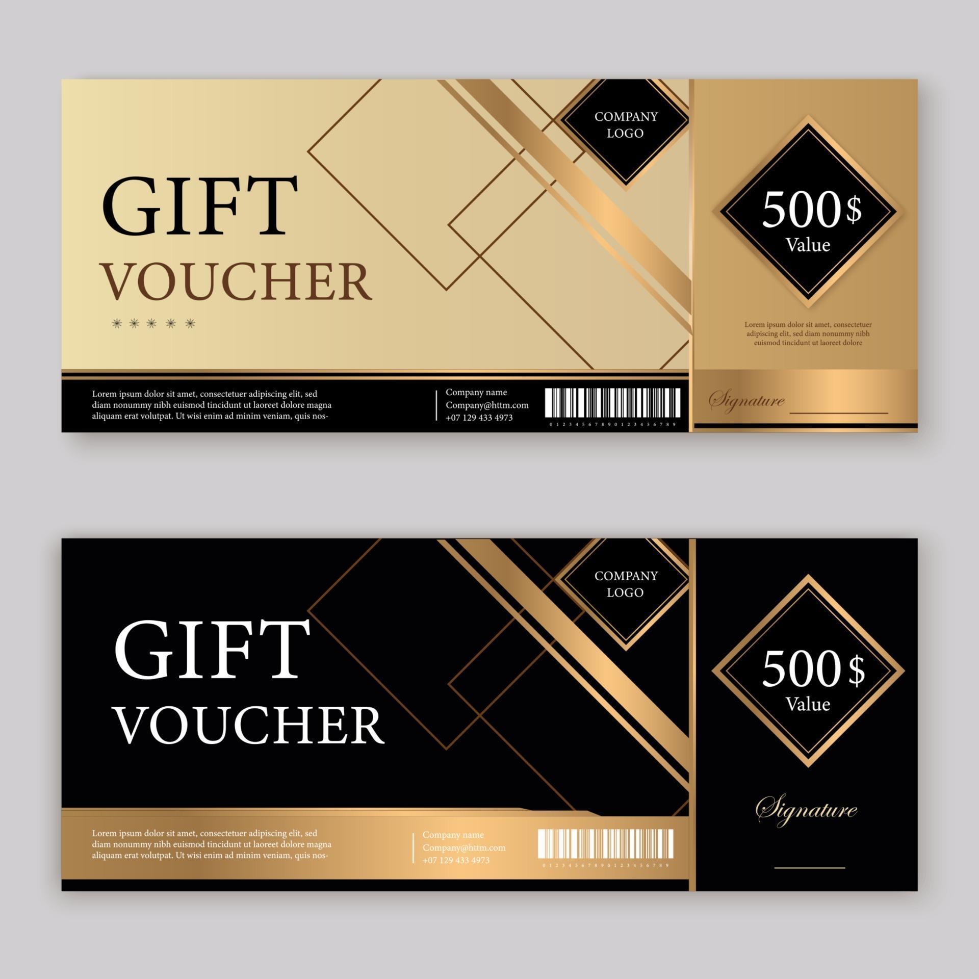 Set of luxury gift vouchers with ribbons and gift box. Elegant template