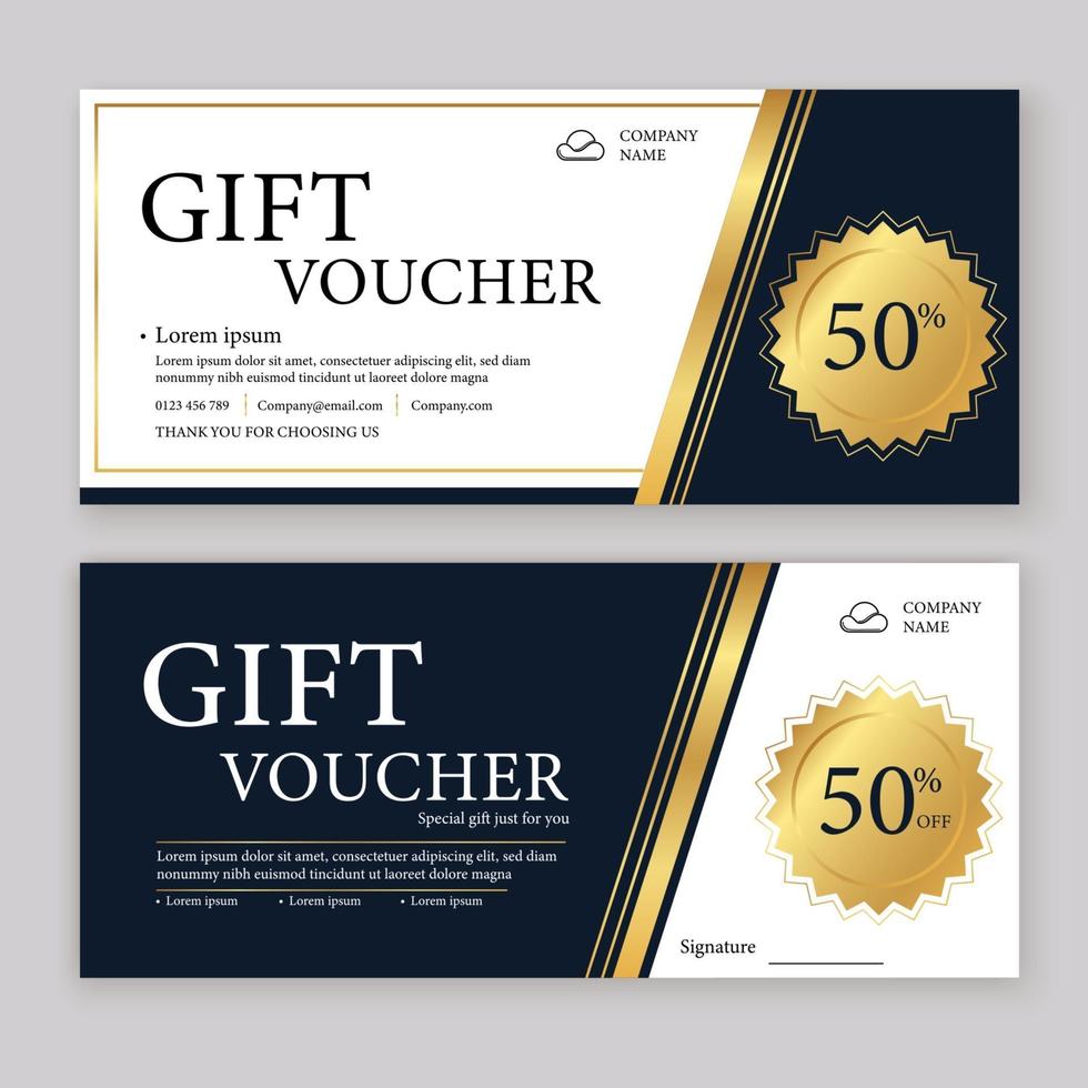 Set of luxury gift vouchers with ribbons and gift box. Elegant template for a festive gift card, coupon and certificate. Discount Coupon Template vector