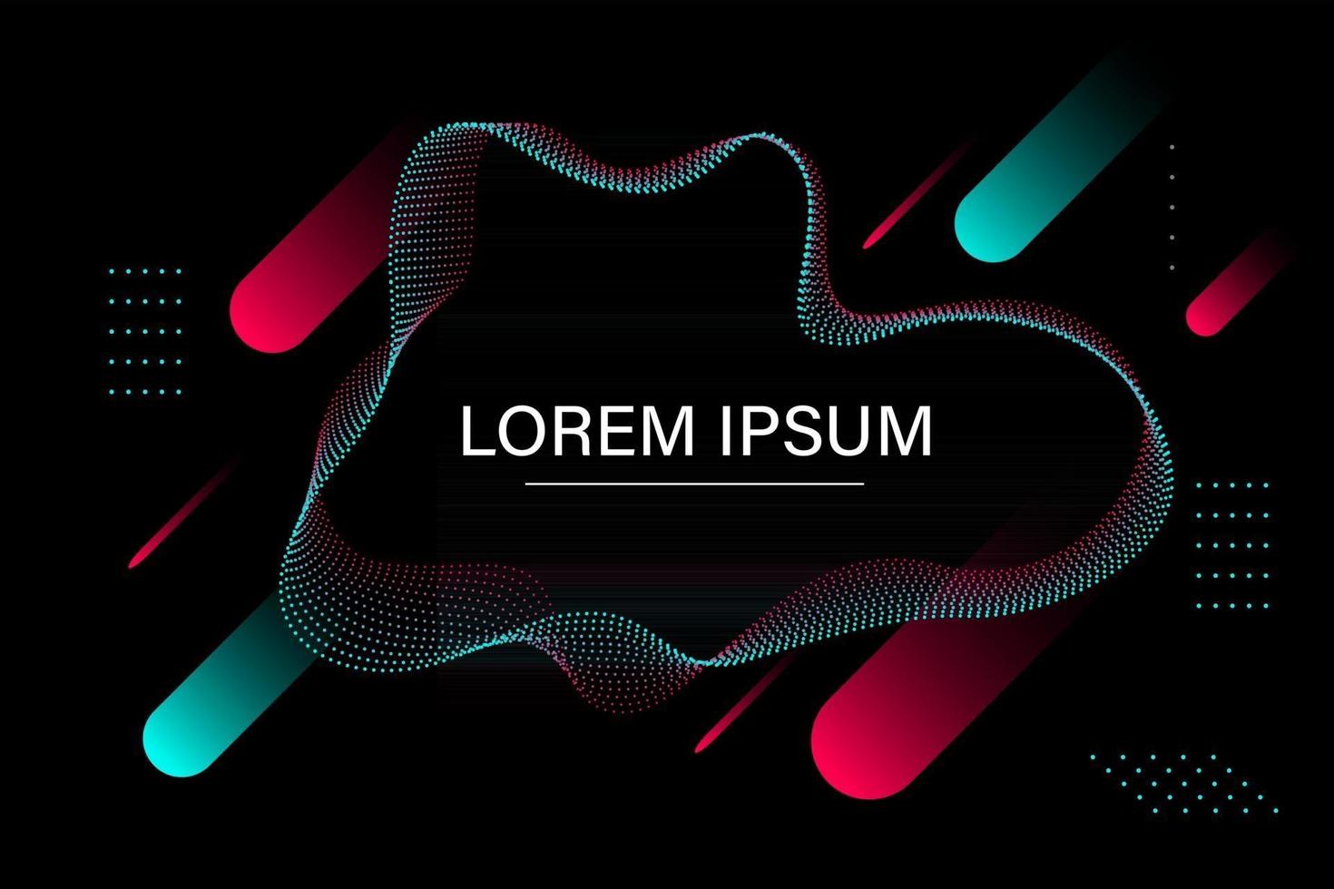 Futuristic abstract blue red gradient wave line vector with Memphis on black background, tik tok digital dynamic elegant contrast flow, technology concept for web, poster, card print design template