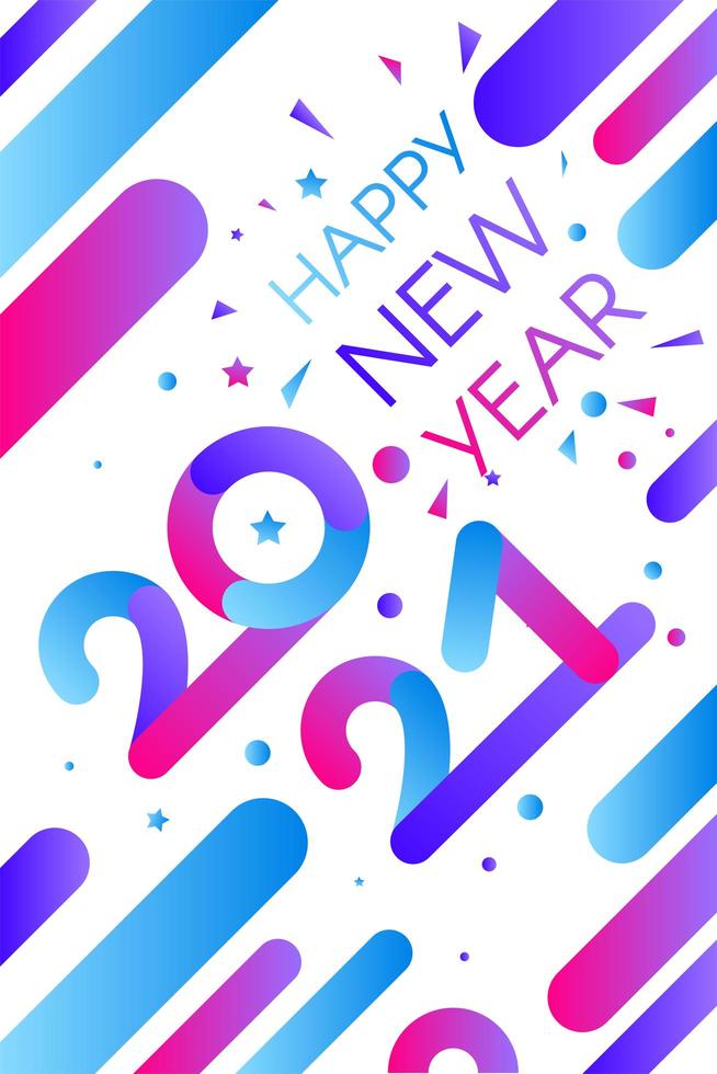 Stylish happy new 2021 year template vector